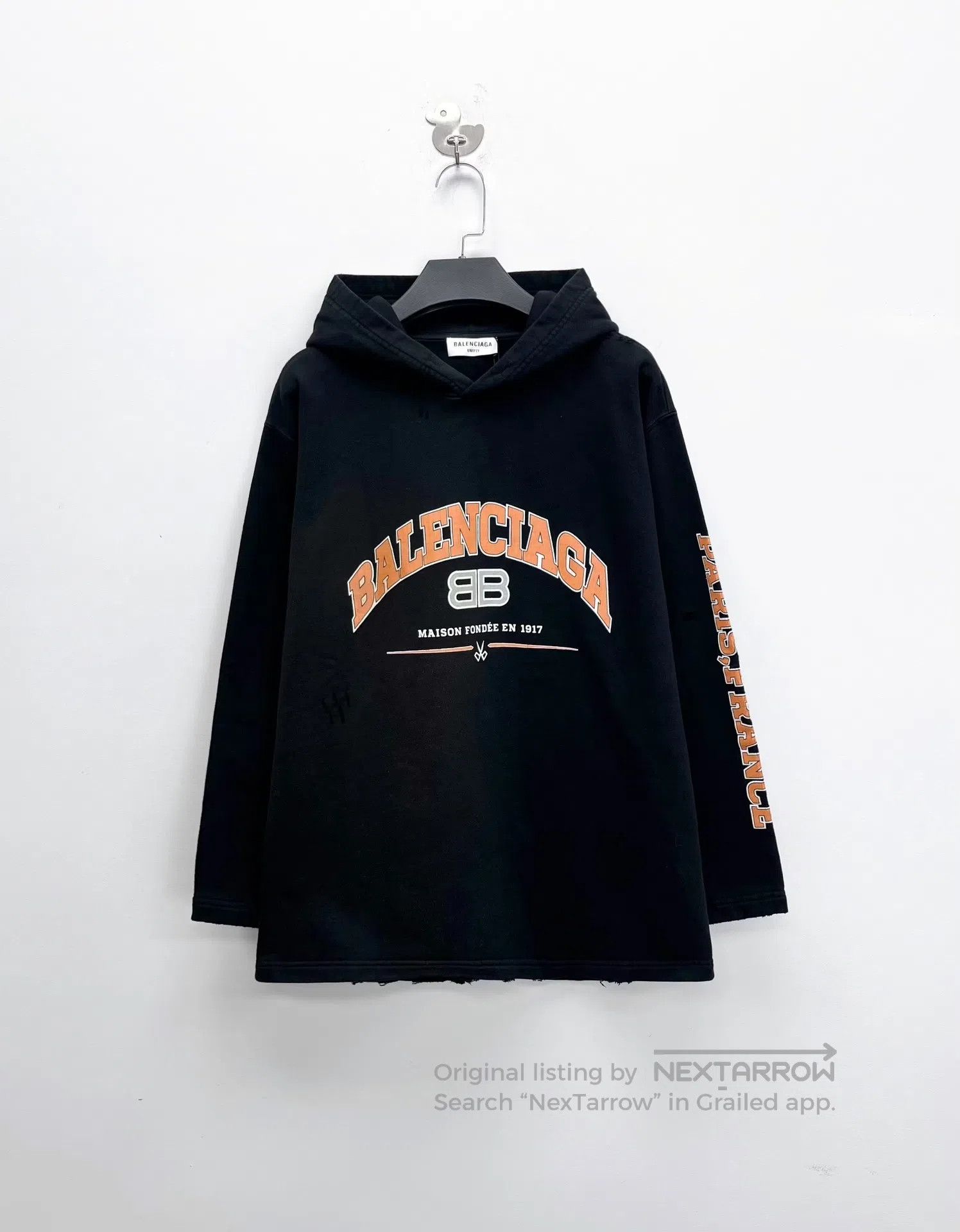Balenciaga Balenciaga SS22 Black Distressed Wheat Ear Scissors Hoodie Size XS / US 0-2 / IT 36-38 - 1 Thumbnail