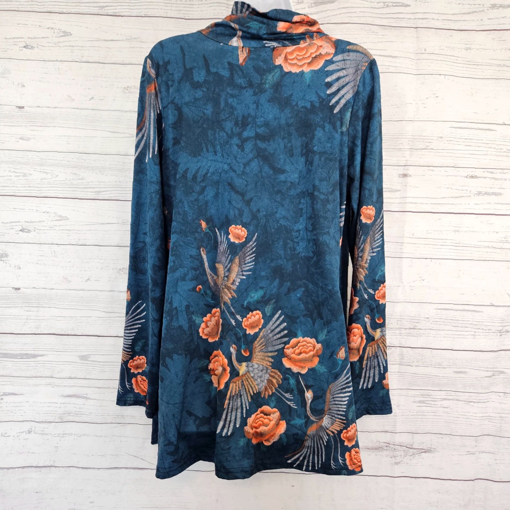 Vintage Azalea by Firmiana Top XL Blue Floral Birds Long Sleeve Womens Size XL / US 12-14 / IT 48-50 - 3 Thumbnail
