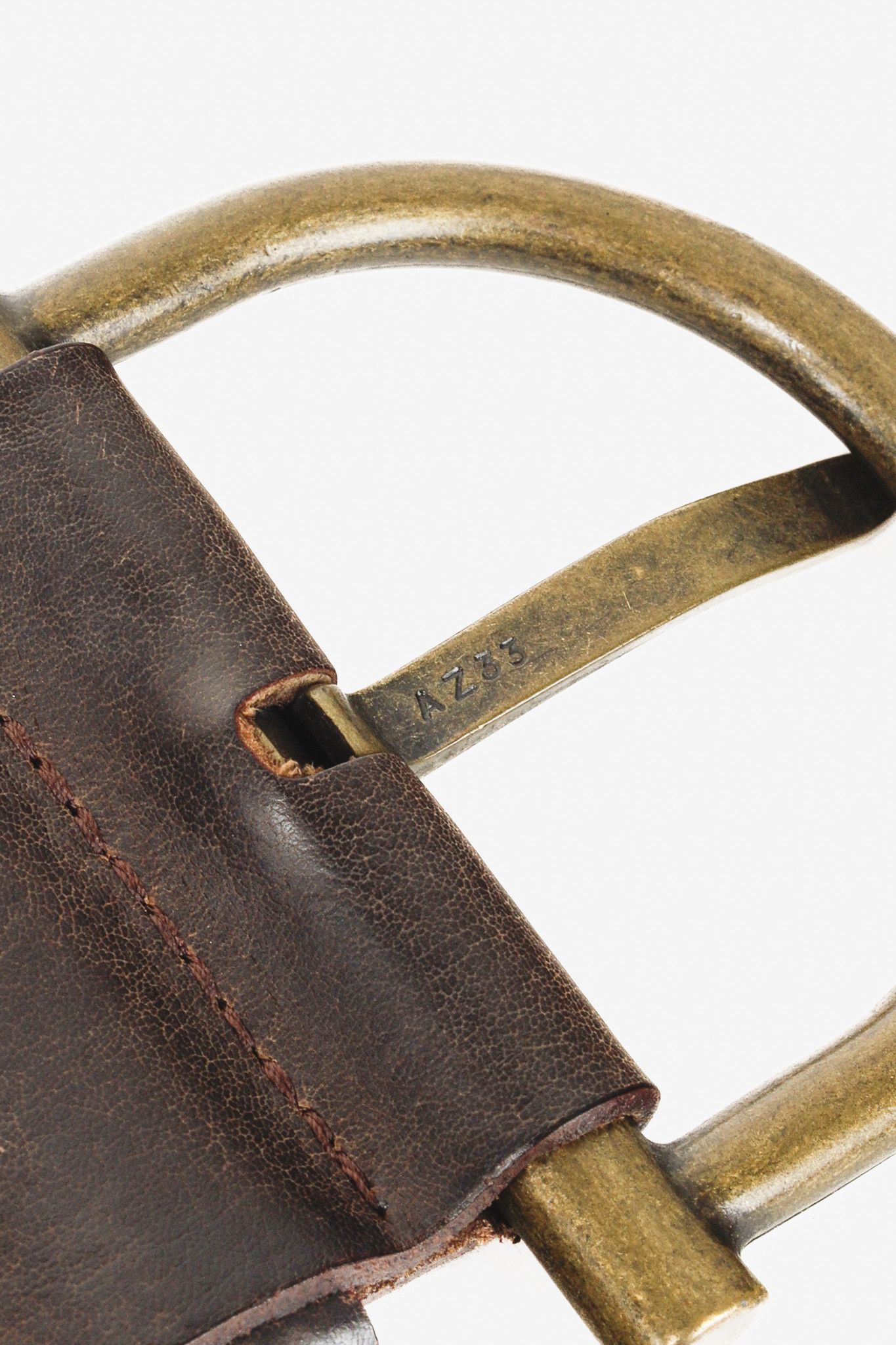 Other Part Two Wide Brown Leather Bronze Buckle Belt Size ONE SIZE - 7 Thumbnail