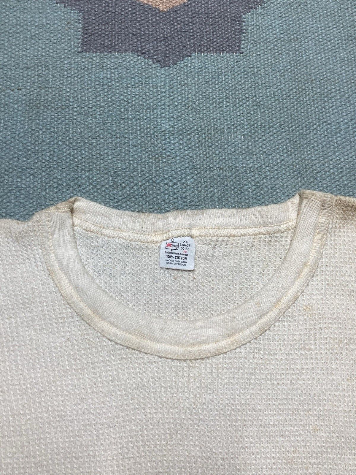 Vintage 70s waffle knit thermal shirt Kmart grunge cotton base XXL Size US XXL / EU 58 / 5 - 7 Thumbnail