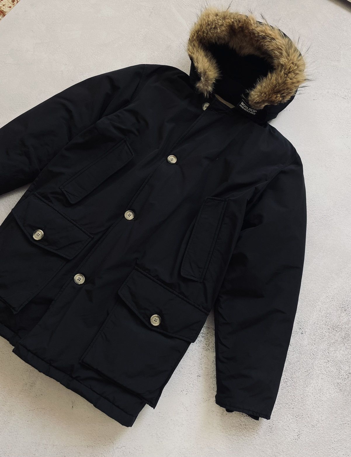Woolrich Woolen Mills Woolrich Mens Black Fur Hooded Parka Jacket Size US S / EU 44-46 / 1 - 2 Thumbnail