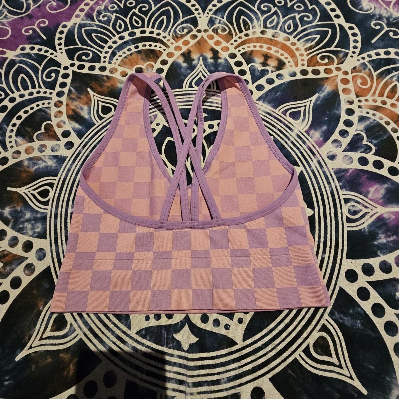 Designer Women's Pink and Purple Checkered Crop-top Size M / US 6-8 / IT 42-44 - 2 Thumbnail