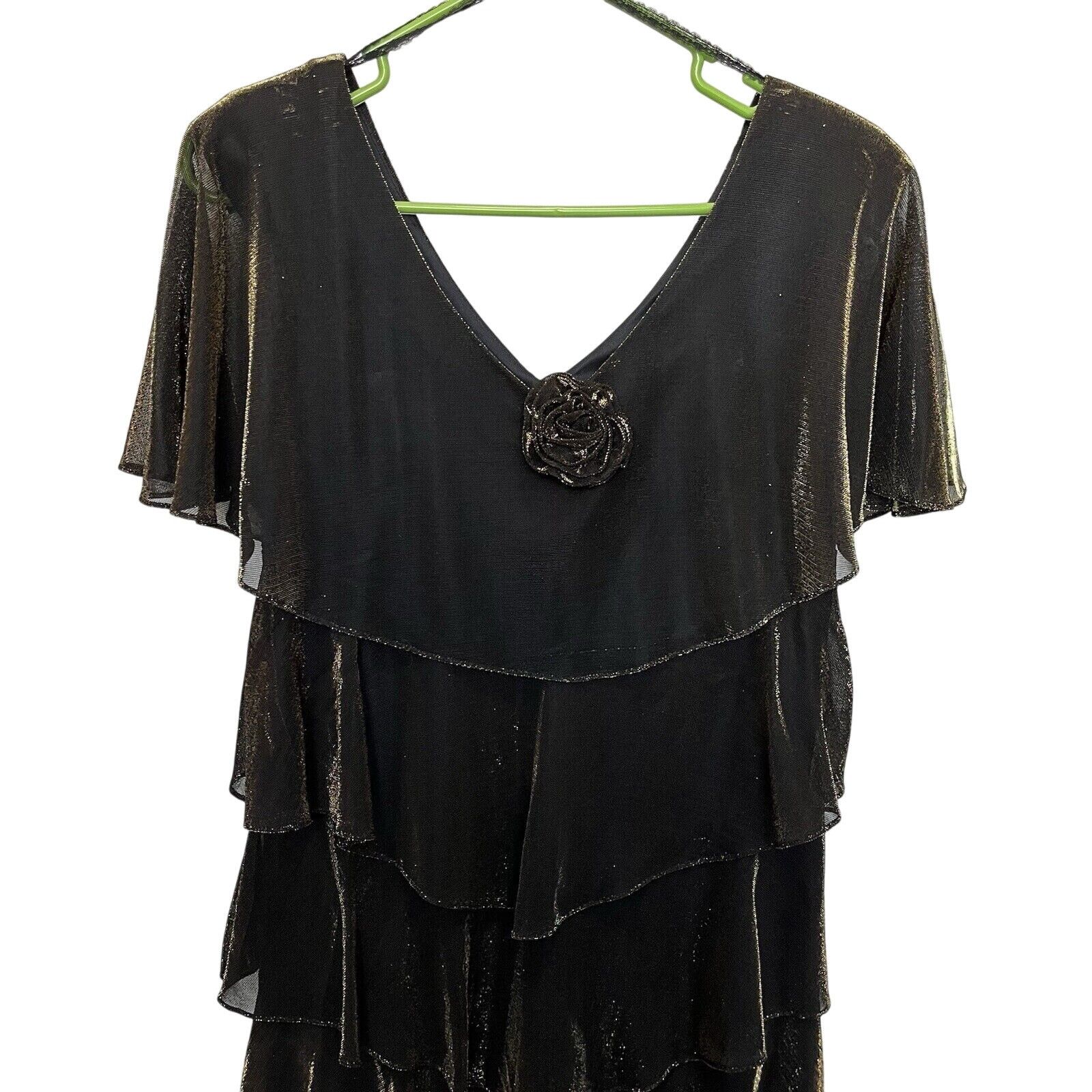 Vintage Patra | Vintage Tiered Metallic Caplet Cocktail Dress Sz 10 Size L / US 10 / IT 46 - 3 Thumbnail