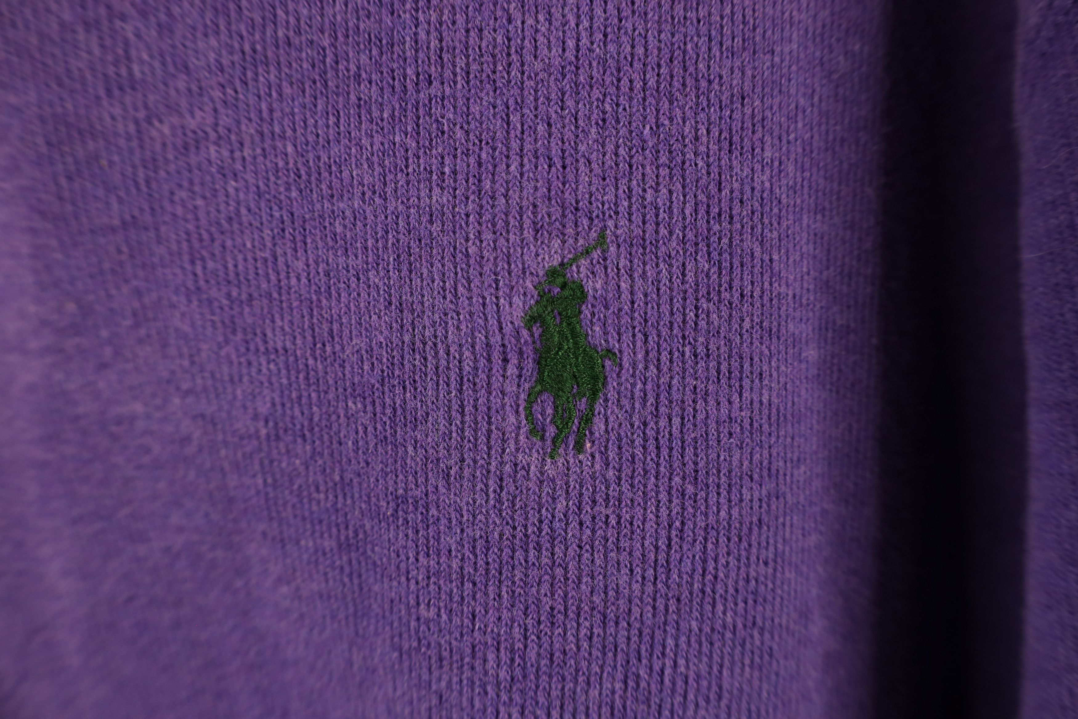 Ralph Lauren Vintage 90s Ralph Lauren Ribbed Knit Half Zip Sweater Purple Size US L / EU 52-54 / 3 - 4 Thumbnail