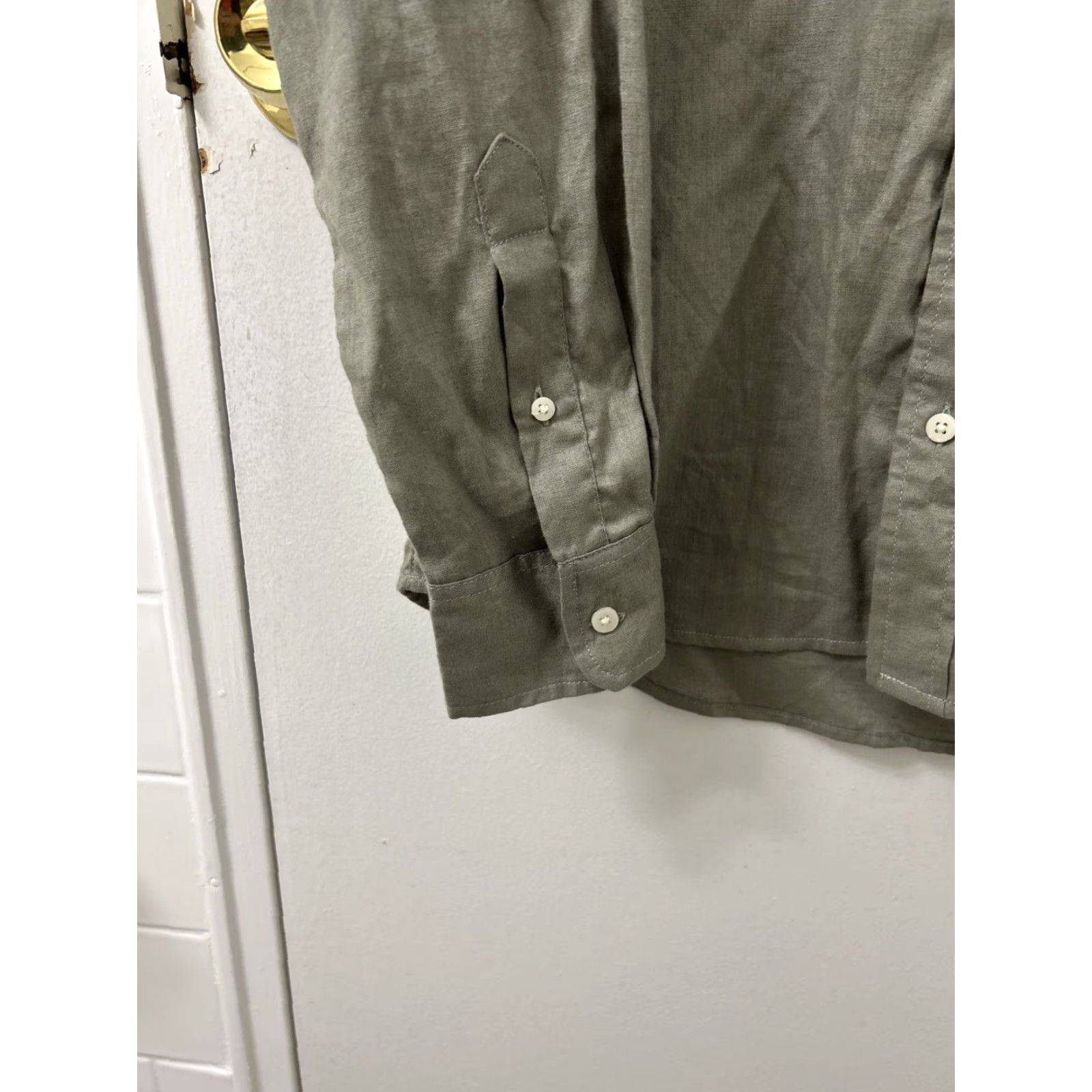 Kenneth Cole Kenneth Cole Shirt Mens Medium Slim Fit Linen Button Down L/S Green Size US M / EU 48-50 / 2 - 7 Thumbnail