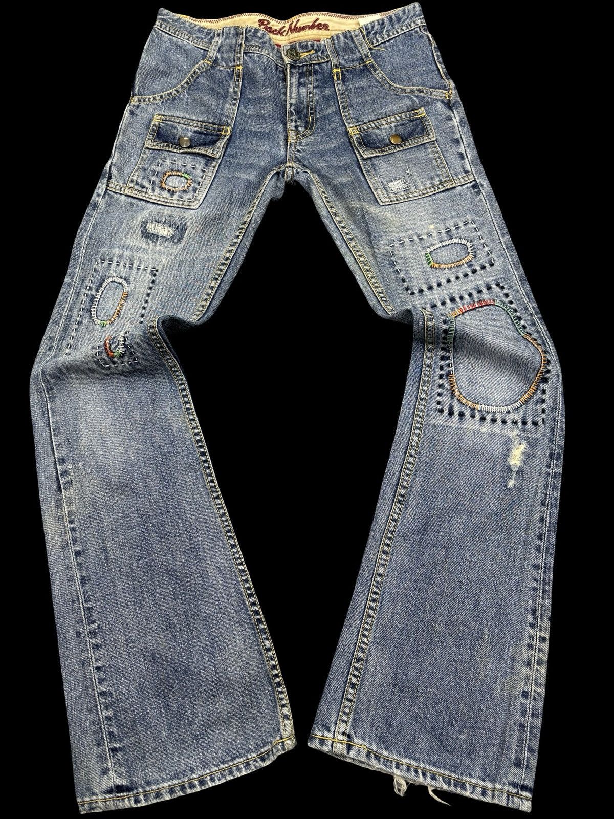 💥Crazy Work Flare💥Back Number Sashiko Patchwork Denim F849