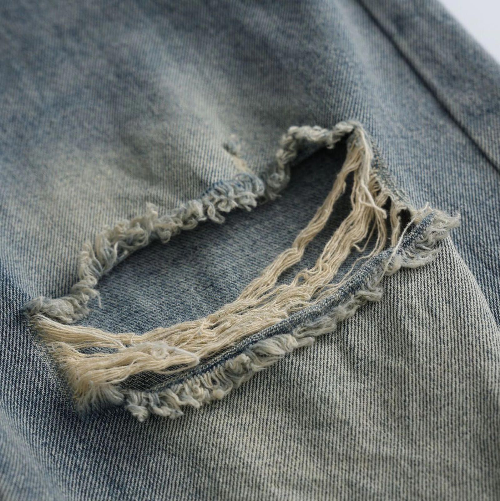 Vintage Light Blue Distressed Wide Leg Denim Jeans, Baggy Fit Size US 30 / EU 46 - 5 Thumbnail