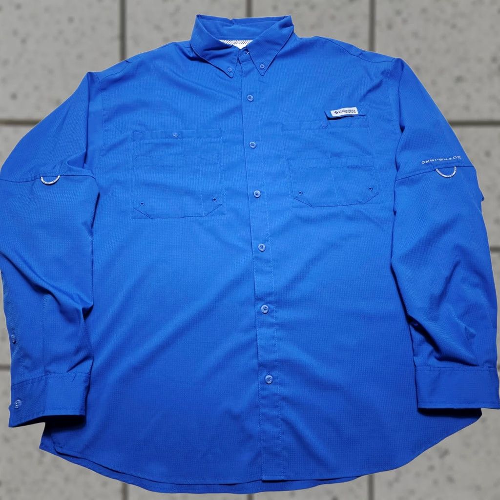 Vintage Columbia Men's Blue Long Sleeve PFG Button Up Fishing Shirt Vented Blue 2XL Size US XXL / EU 58 / 5 - 1 Thumbnail