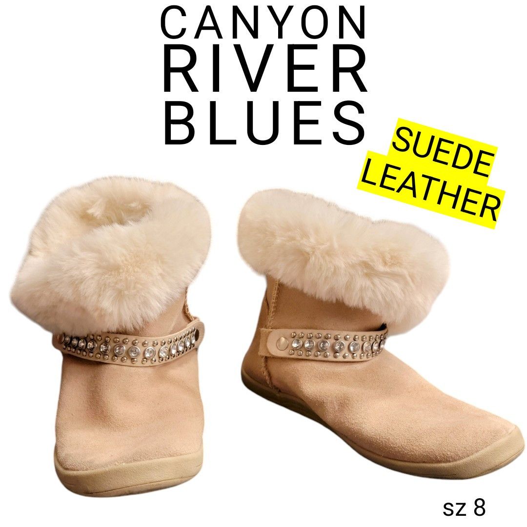 NBDN Nobrandedon Canyon River Blues Tan Seude Rhinestone Soft Winter Booties Size US 8 / IT 38 - 1 Thumbnail