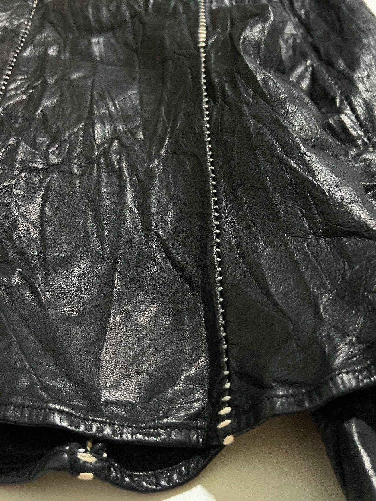 Japanese Brand ONE GRAVITY Black Goatskin Shirt Jacket White Stitching Size US S / EU 44-46 / 1 - 10 Thumbnail