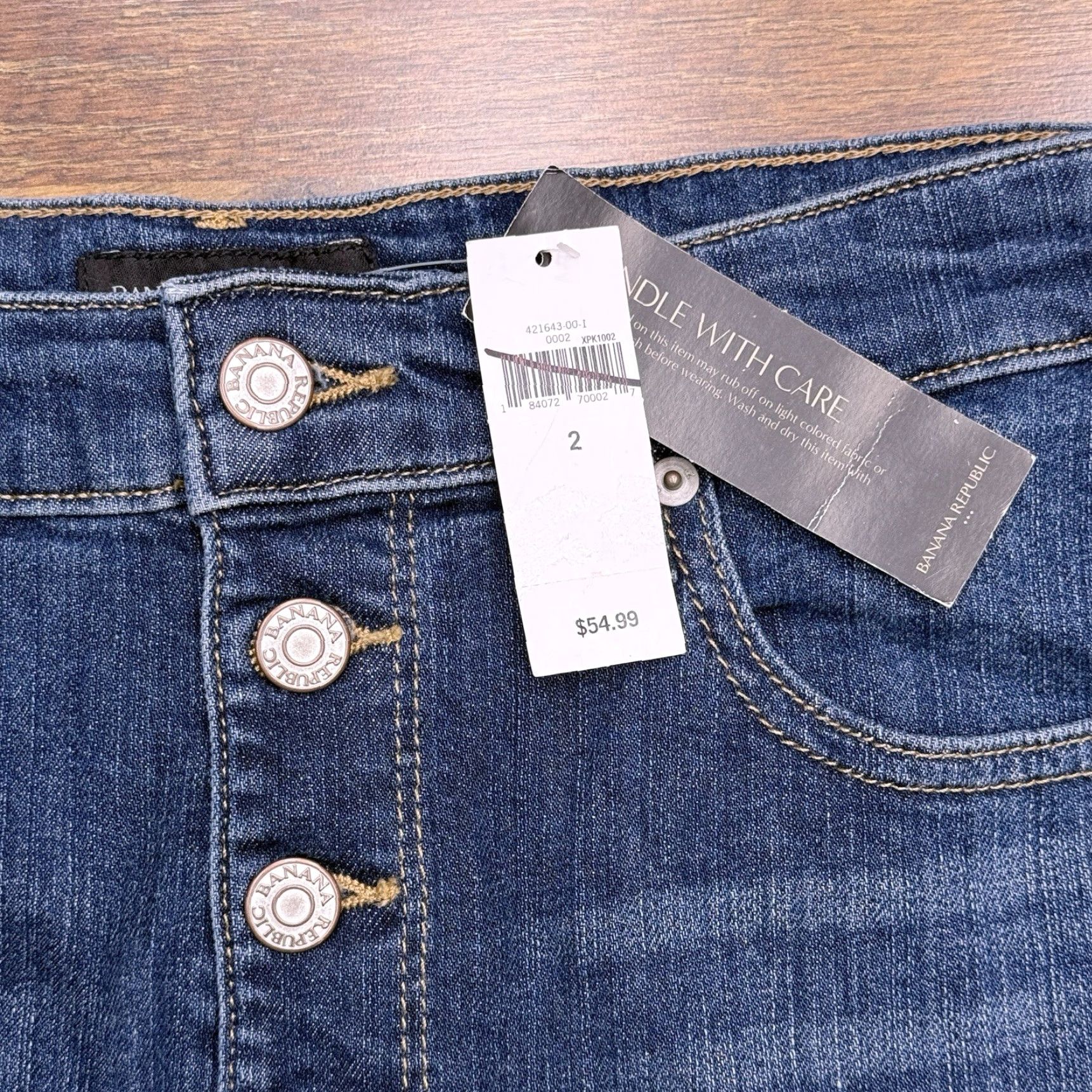 Banana Republic Banana Republic Denim Button Skirt Womens 2 High Rise Knee Length Blue Stretch Solid Pencil Skirt Regular Size 2 Womens Vintage No New with Tags Size 26" / US 2 / IT 38 - 3 Thumbnail