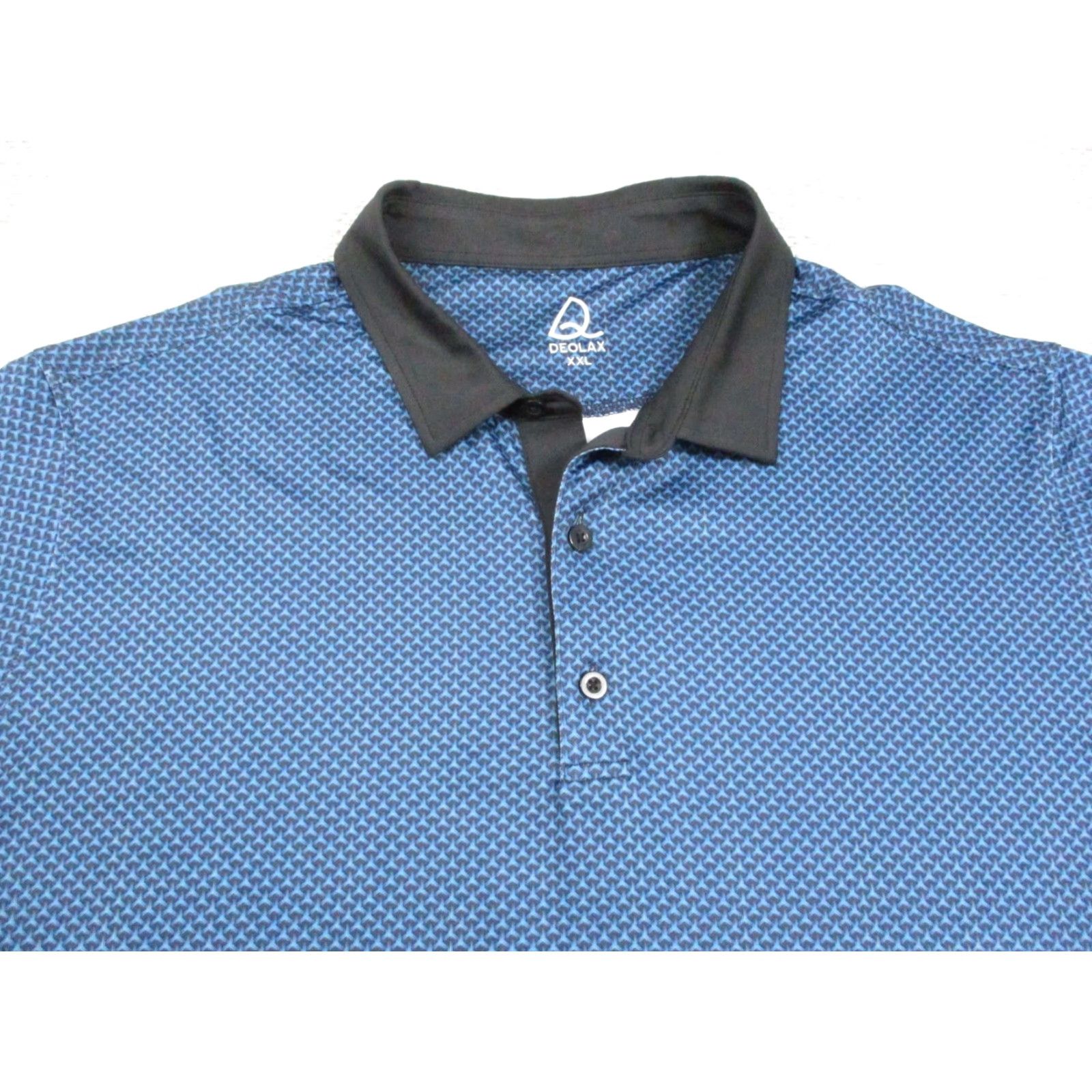 Vintage DEOLAX Polo Shirt Mens XXL Blue Geometric Print Short Sleeve Collar Golf Casual Size US XXL / EU 58 / 5 - 4 Thumbnail