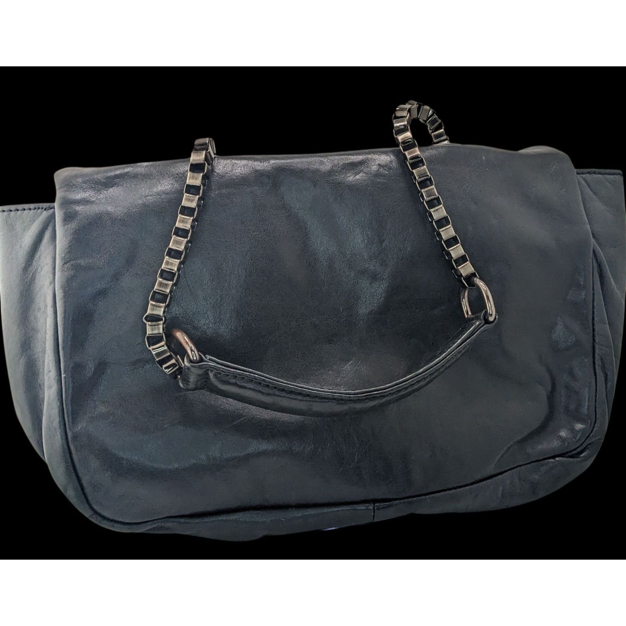 Zara Zara Black Faux Leather Shoulder Bag With Mirrored Accents & Size ONE SIZE - 9 Thumbnail