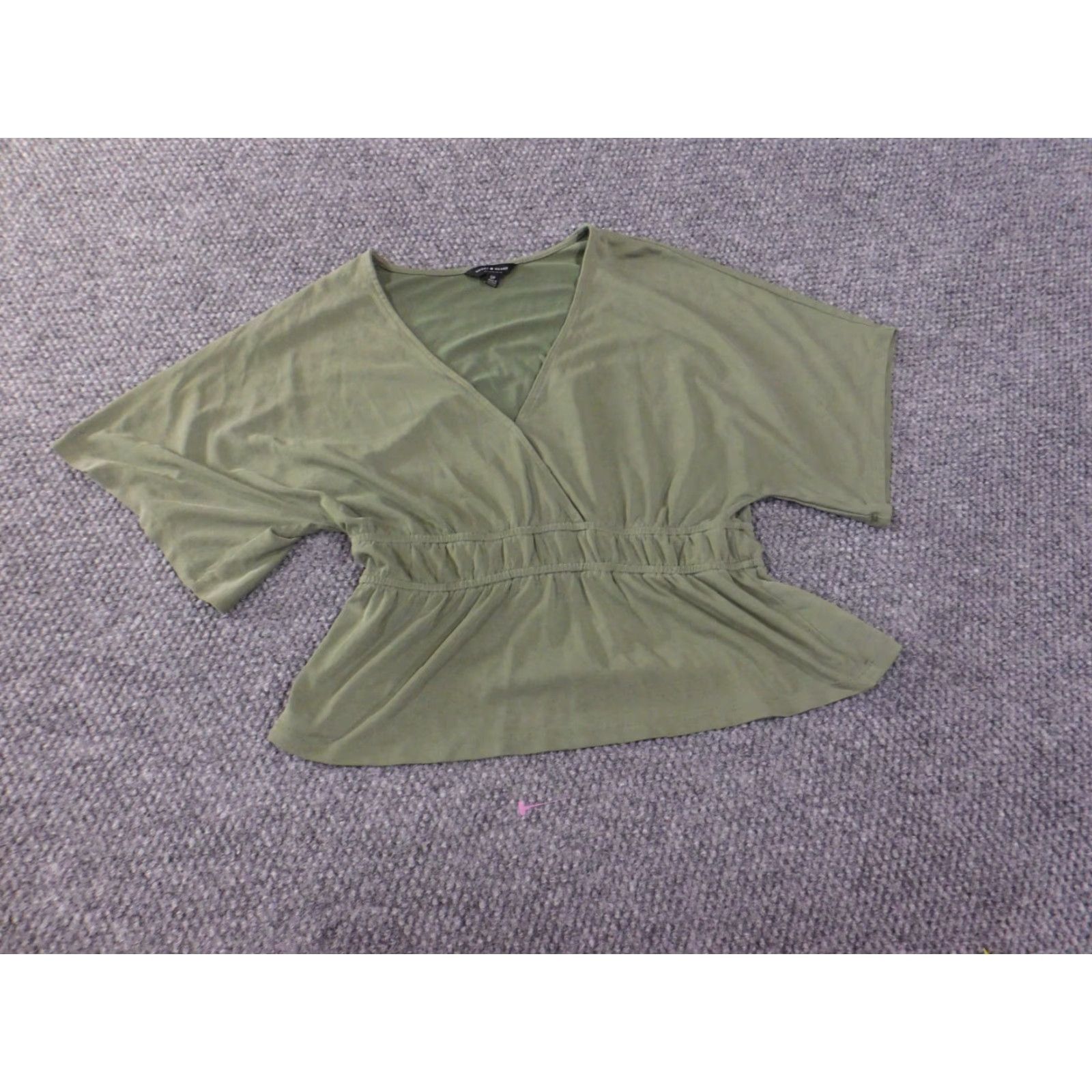 Lucky Brand Lucky Brand Blouse Shirt Womens V-Neck Pullover Knit Modal Green S Short Sleeve Casual Classic Size S / US 4 / IT 40 - 3 Thumbnail