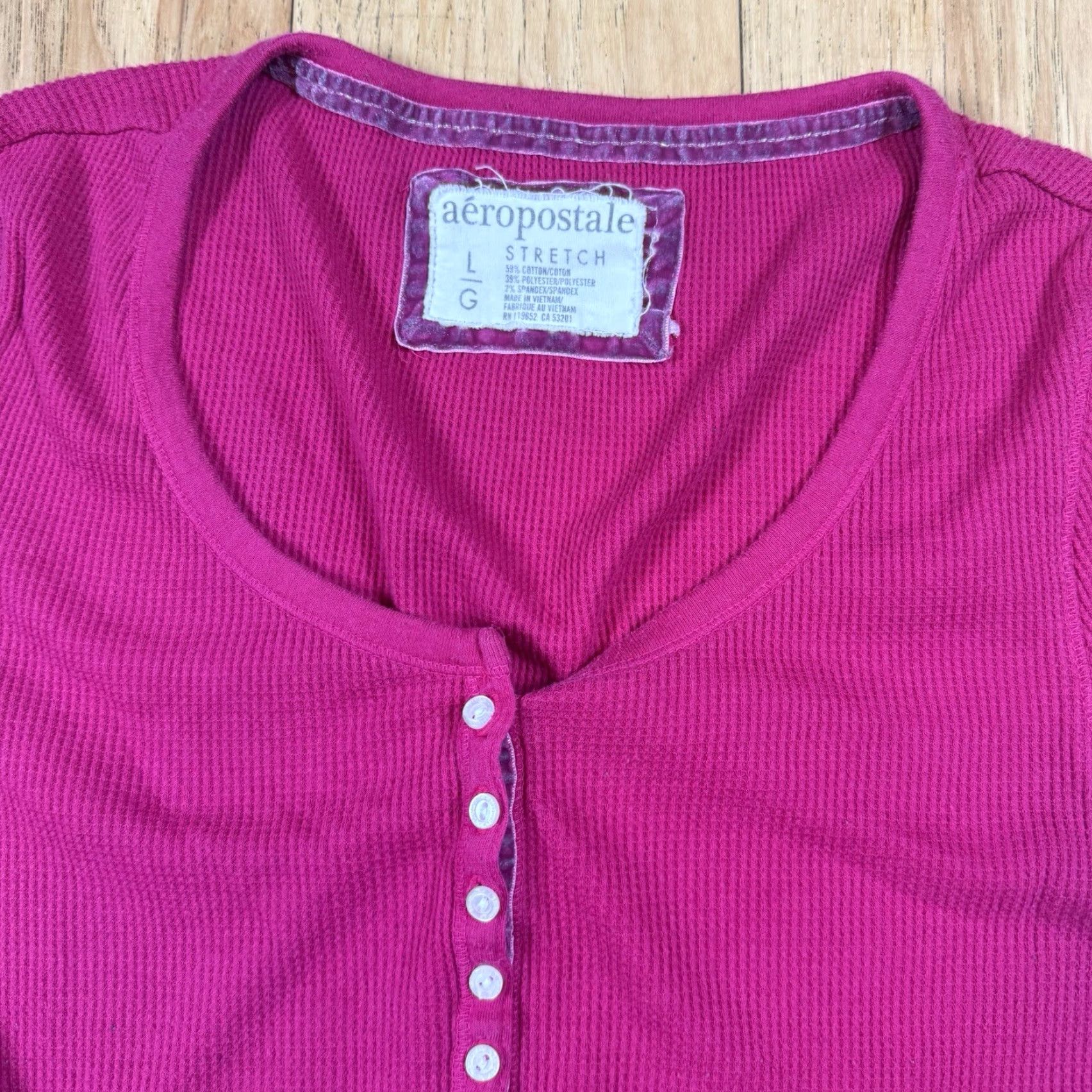 Vintage VTG Aeropostale Long Sleeve T-Shirt Women’s Large Pink Stretch 1/2 Button Size L / US 10 / IT 46 - 4 Thumbnail