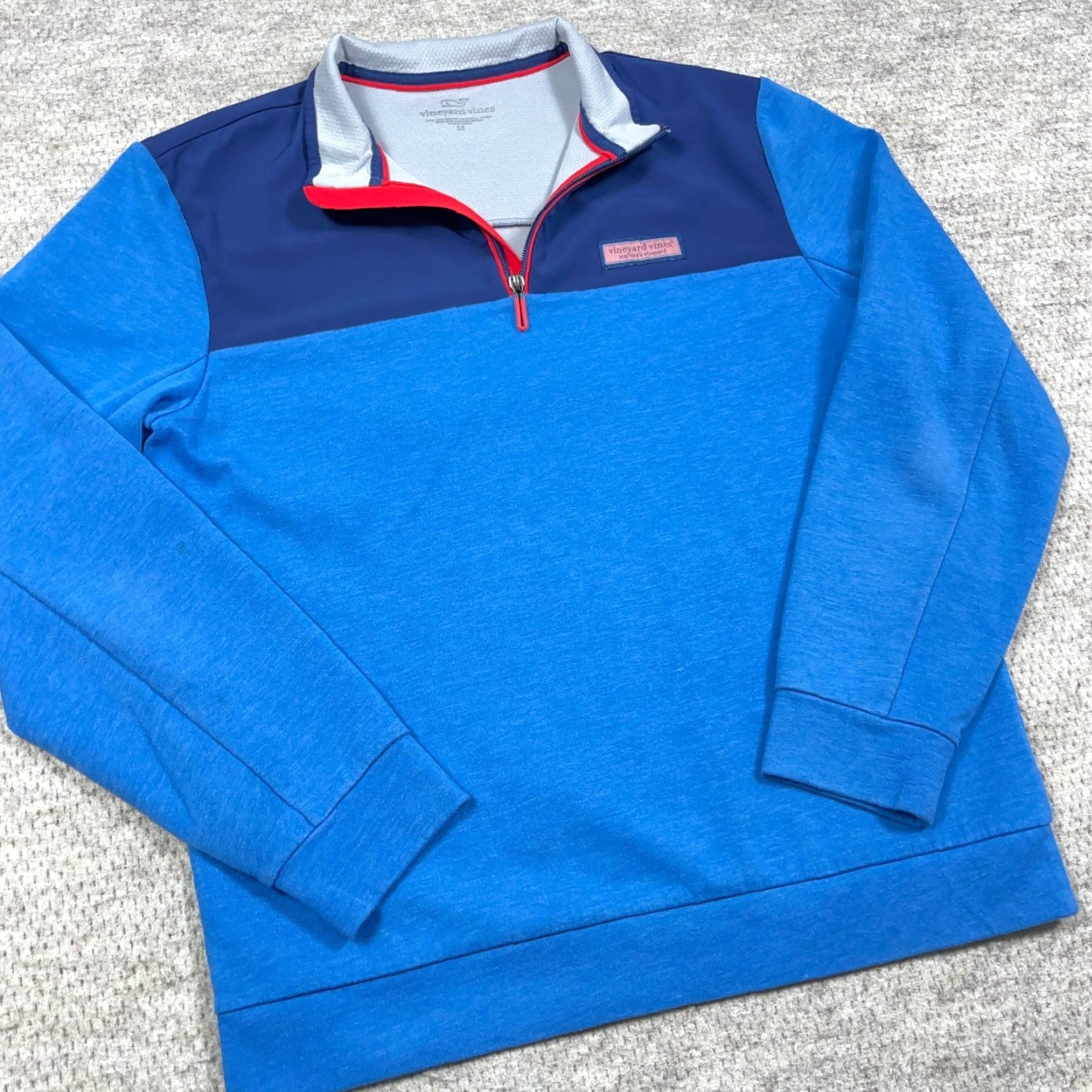 Vineyard Vines VINEYARD VINES Sweater Men M Blue Pullover 1/4 Zip Performance Colorblock Logo Size US M / EU 48-50 / 2 - 6 Thumbnail