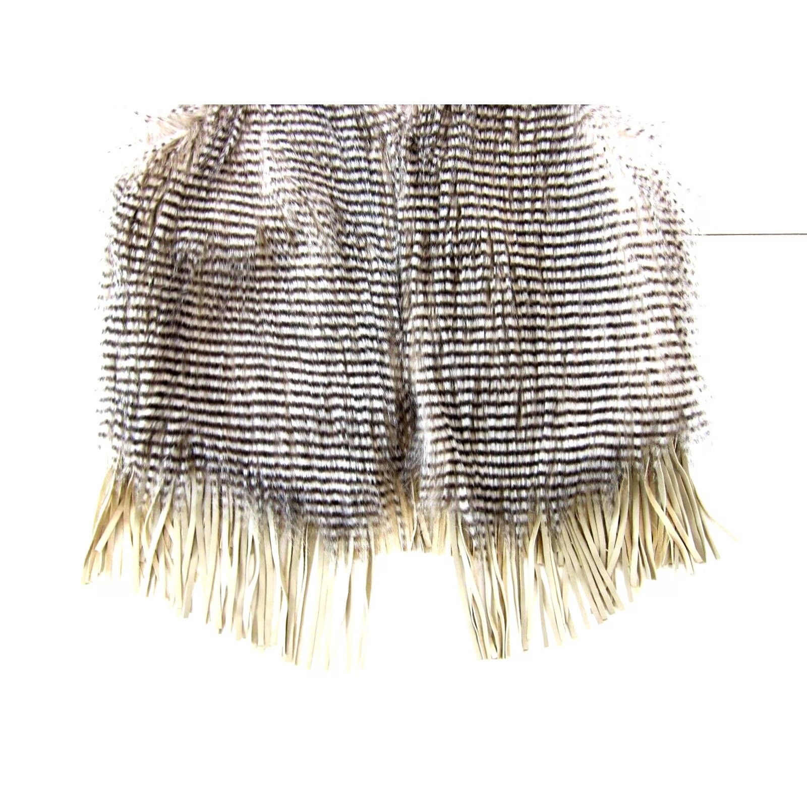 Andrew Marc Andrew Marc New York Faux Fur Vest Women Small Fringe Stripe Brown Beige Size S / US 4 / IT 40 - 8 Thumbnail