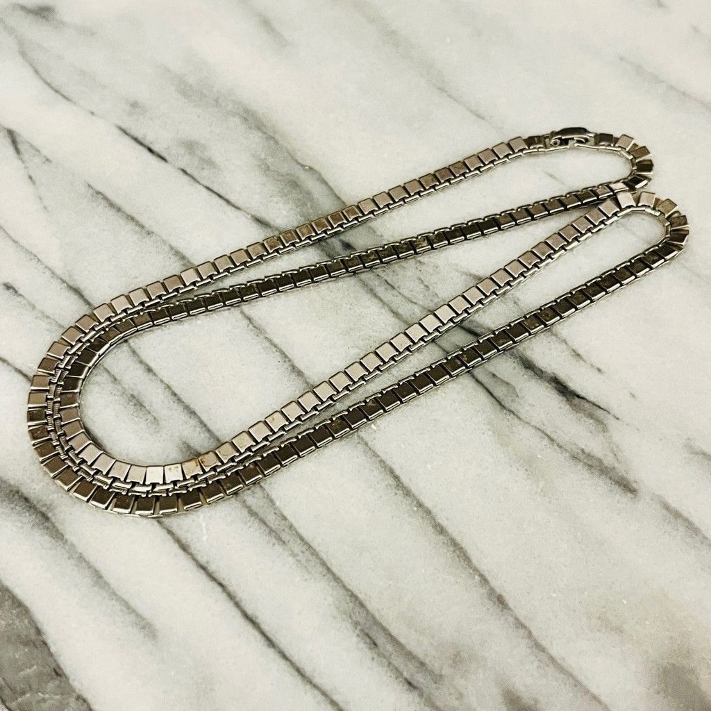 Monet Vintage Signed Monet Box Chain Necklace Silver 25" Size ONE SIZE - 5 Thumbnail
