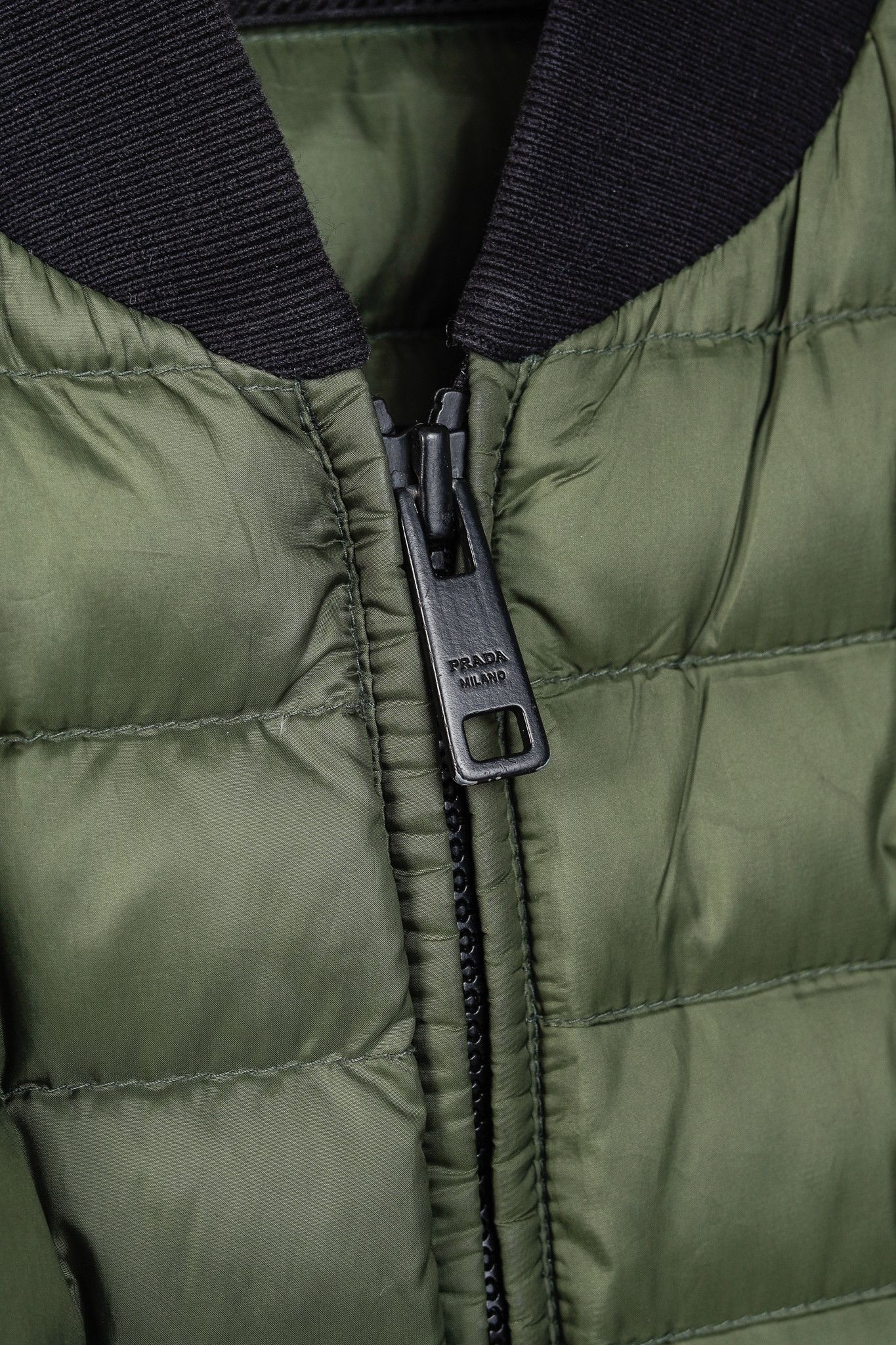 Prada Green Quilted Down Bomber Jacket