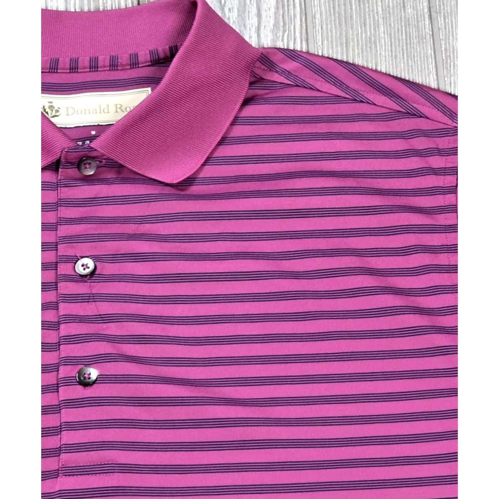 Vintage Donald Ross Performance Polo Mens M Pink Blue Stripe Golf 1909 Greensboro CC Size US M / EU 48-50 / 2 - 3 Thumbnail