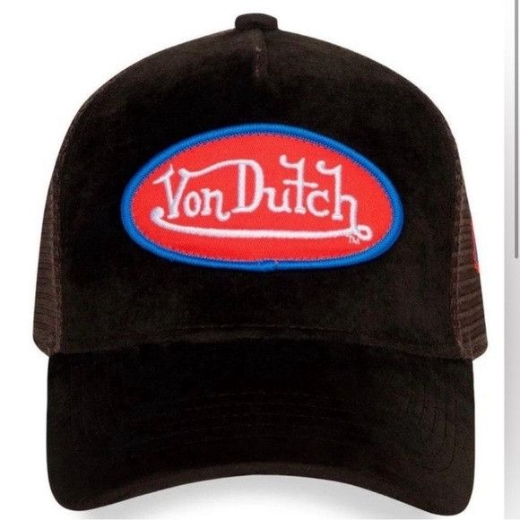 Designer × Von Dutch NWT VON DUTCH BROWN VELVET HOLLYWOOD TRUCKER HAT Size ONE SIZE - 1 Thumbnail