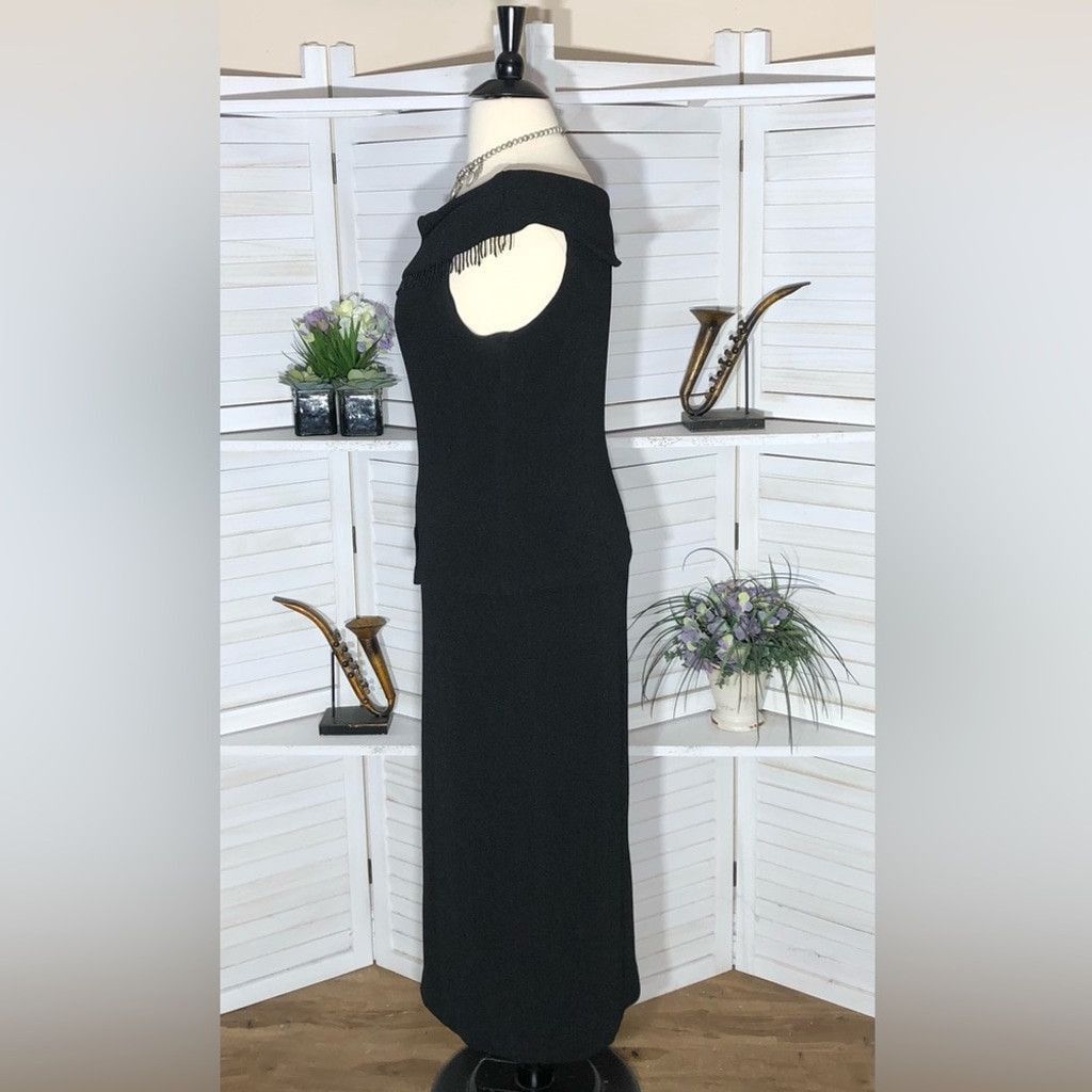 Vintage 90s dress black cocktail Audrey Hepburn style pencil midi XL Size XL / US 12-14 / IT 48-50 - 4 Thumbnail