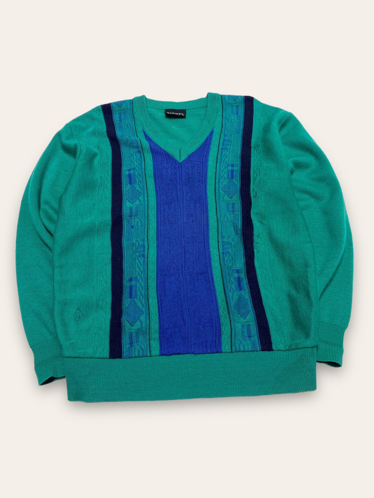 90s Vintage GABICCI Crazy Style Dope Colours Sweater V Neck