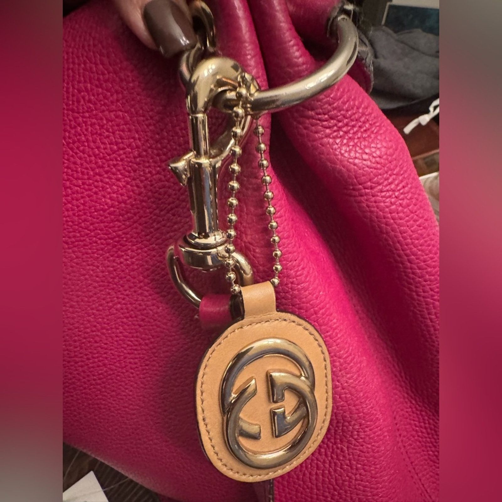 Gucci Gucci, gold logo,/tan leather, bag charm bag Size ONE SIZE - 3 Thumbnail