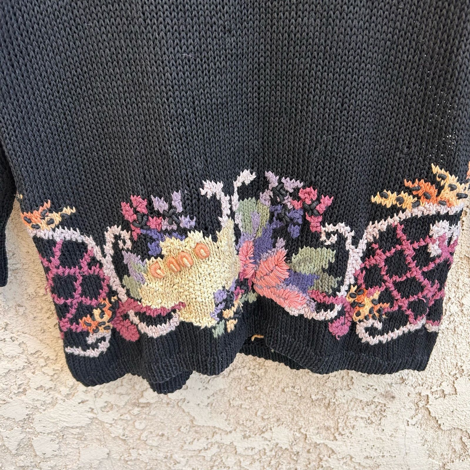 Vintage Cullinane Hand Knit Vintage Chunky Floral Sweater Large Size L / US 10 / IT 46 - 5 Thumbnail