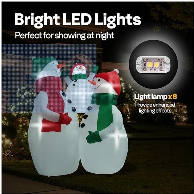 NBDN Nobrandedon 6FT Christmas Inflatable Outdoor Built-in LED Light Size ONE SIZE - 4 Thumbnail