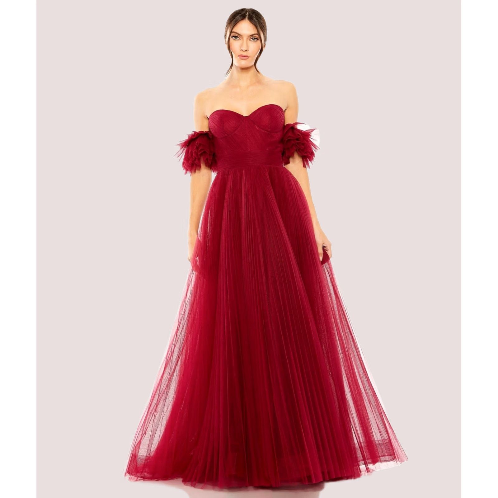 Mac Duggal Mac Duggal Womens Off Shoulder Tulle Gown Dress Red 12 Size XL / US 12-14 / IT 48-50 - 1 Thumbnail