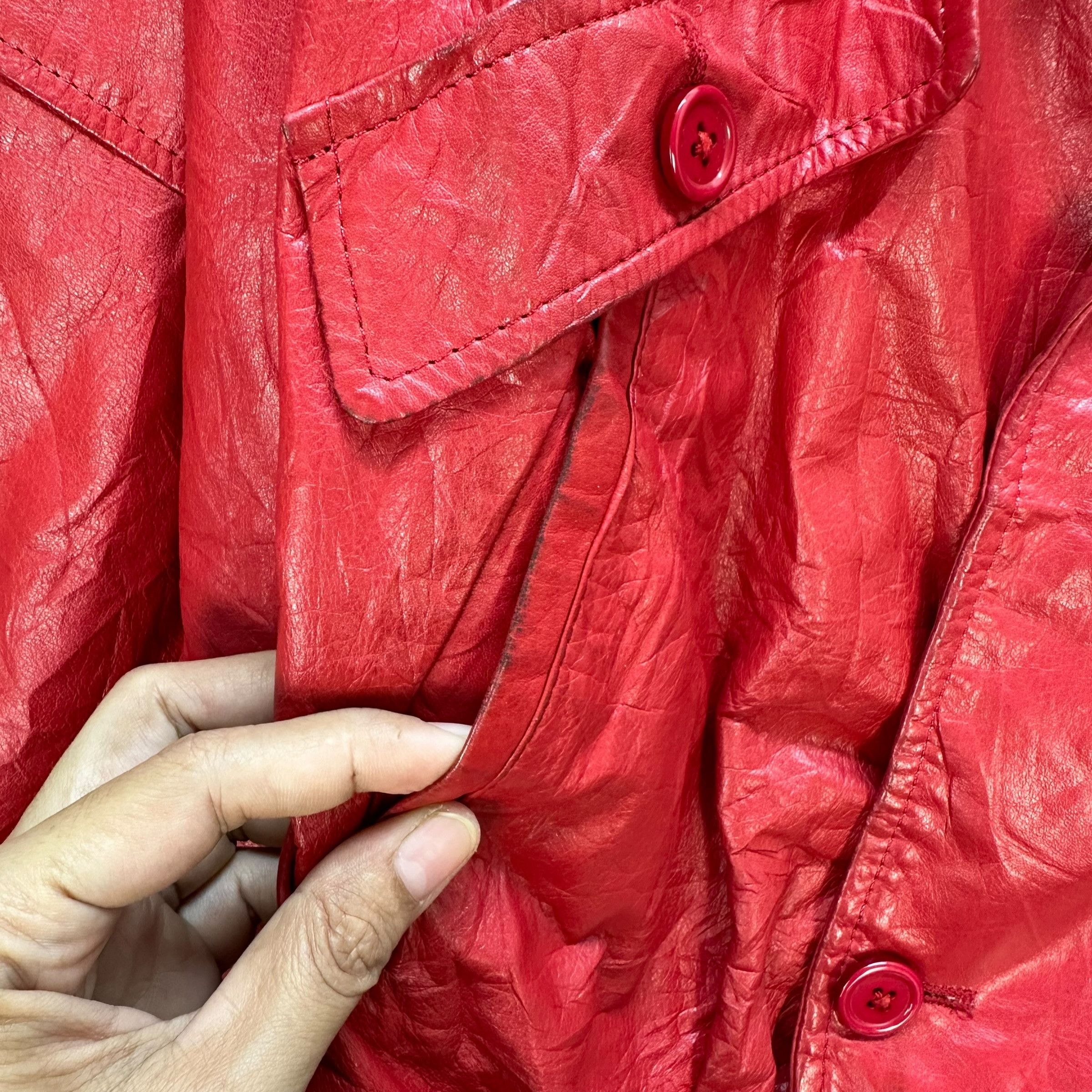 Japanese Brand LEGNA ANGEL LEATHER Red Crop Leather Jacket #A41-0941 Size M / US 6-8 / IT 42-44 - 5 Thumbnail