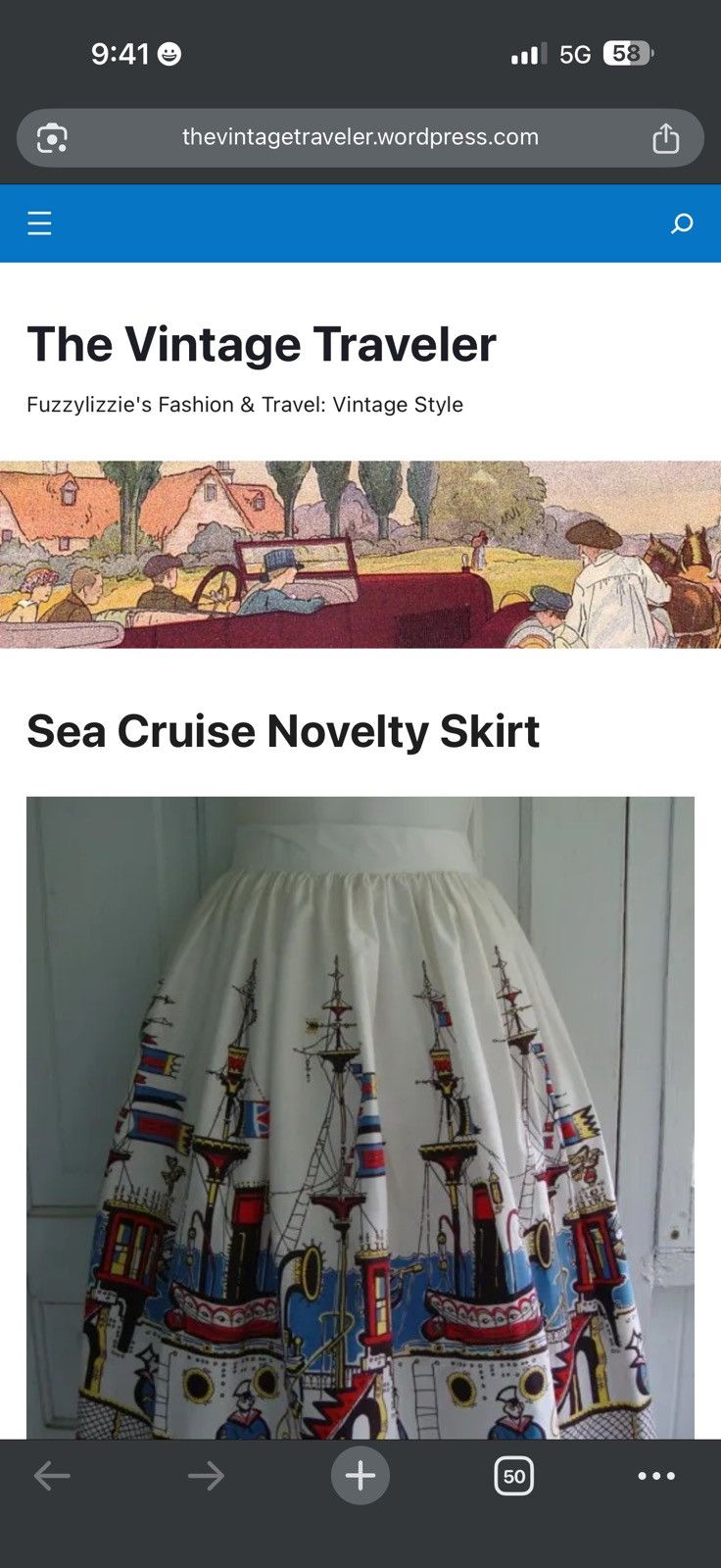 Toyo Enterprises 🔥 Sea Cruise Novelty 50's Border Print Travel Fantasy Skirt Size 29" - 11 Thumbnail