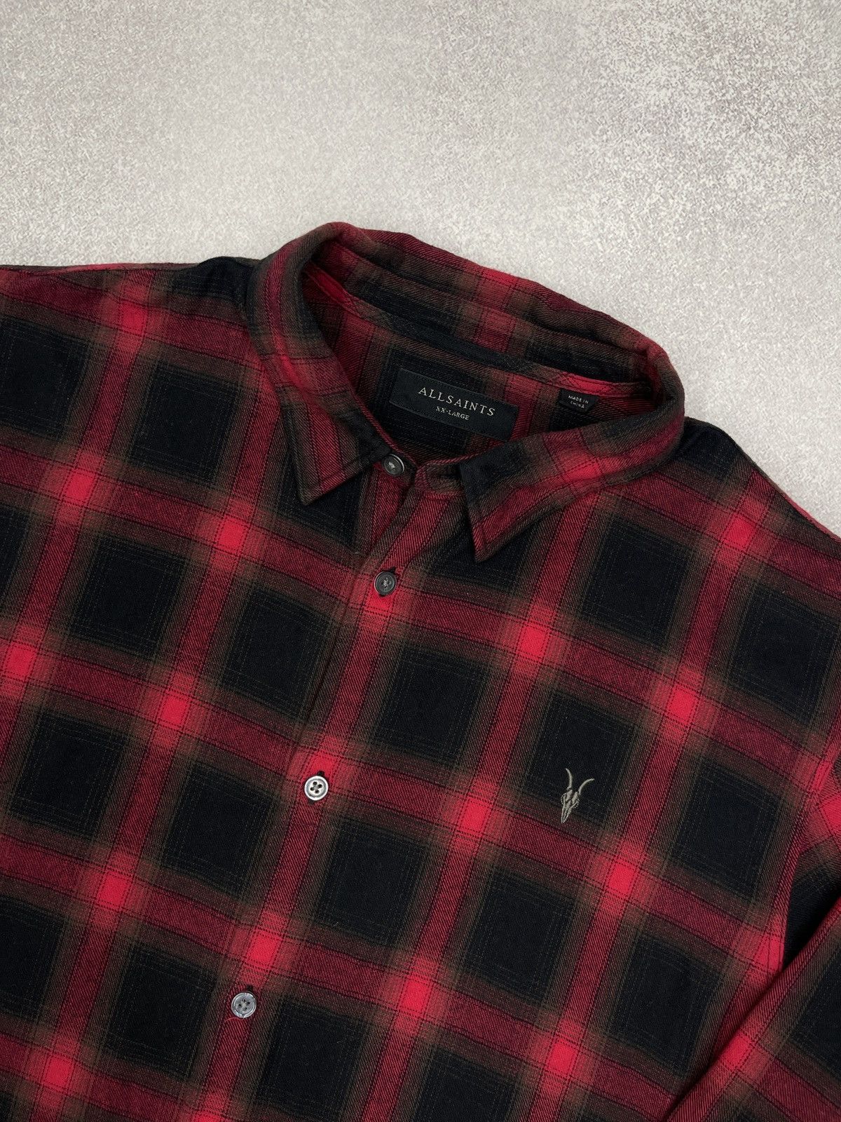 Allsaints Mens AllSaints Windham Shirt Into a Cage Red/Black Y2K Size US XXL / EU 58 / 5 - 4 Thumbnail