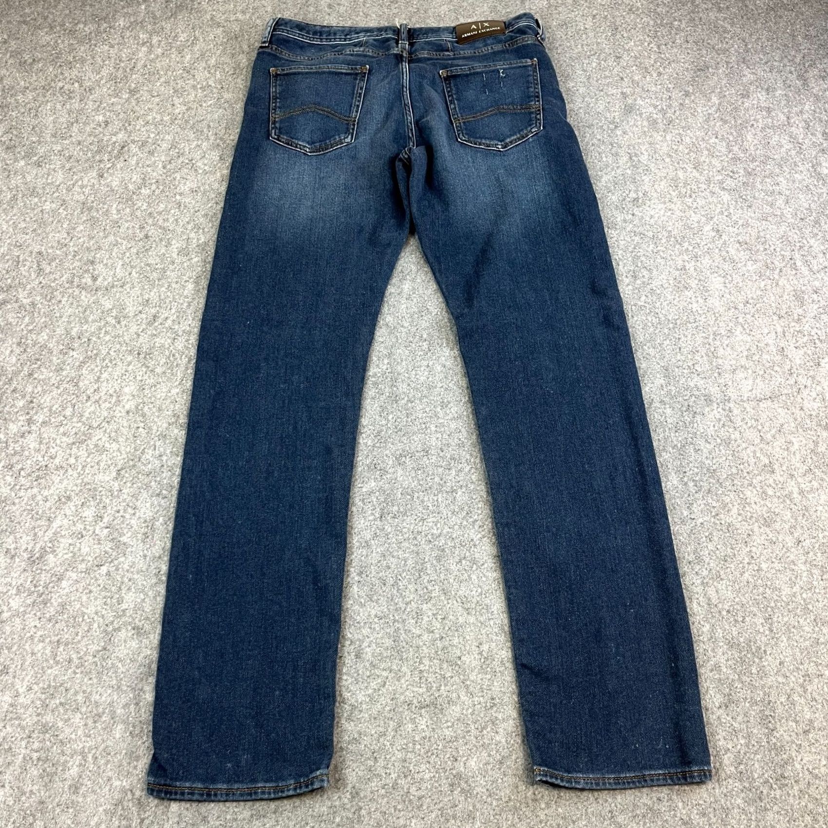 Armani Exchange Armani Exchange Jeans Slim Tapered 33 34 Dark Wash Blue Stretch J13 Mens Denim 5-Pocket Size US 33 - 2 Thumbnail