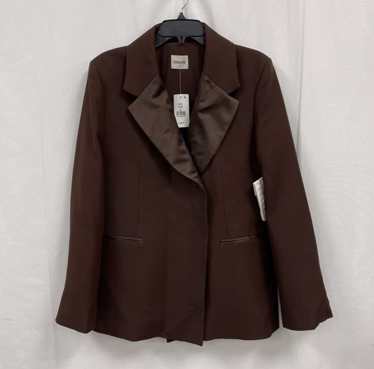 KHAITE KHAITE Women’s Johnson Satin Lapel Blazer in Brown sz 10 NWT Size L / US 10 / IT 46 - 2 Thumbnail