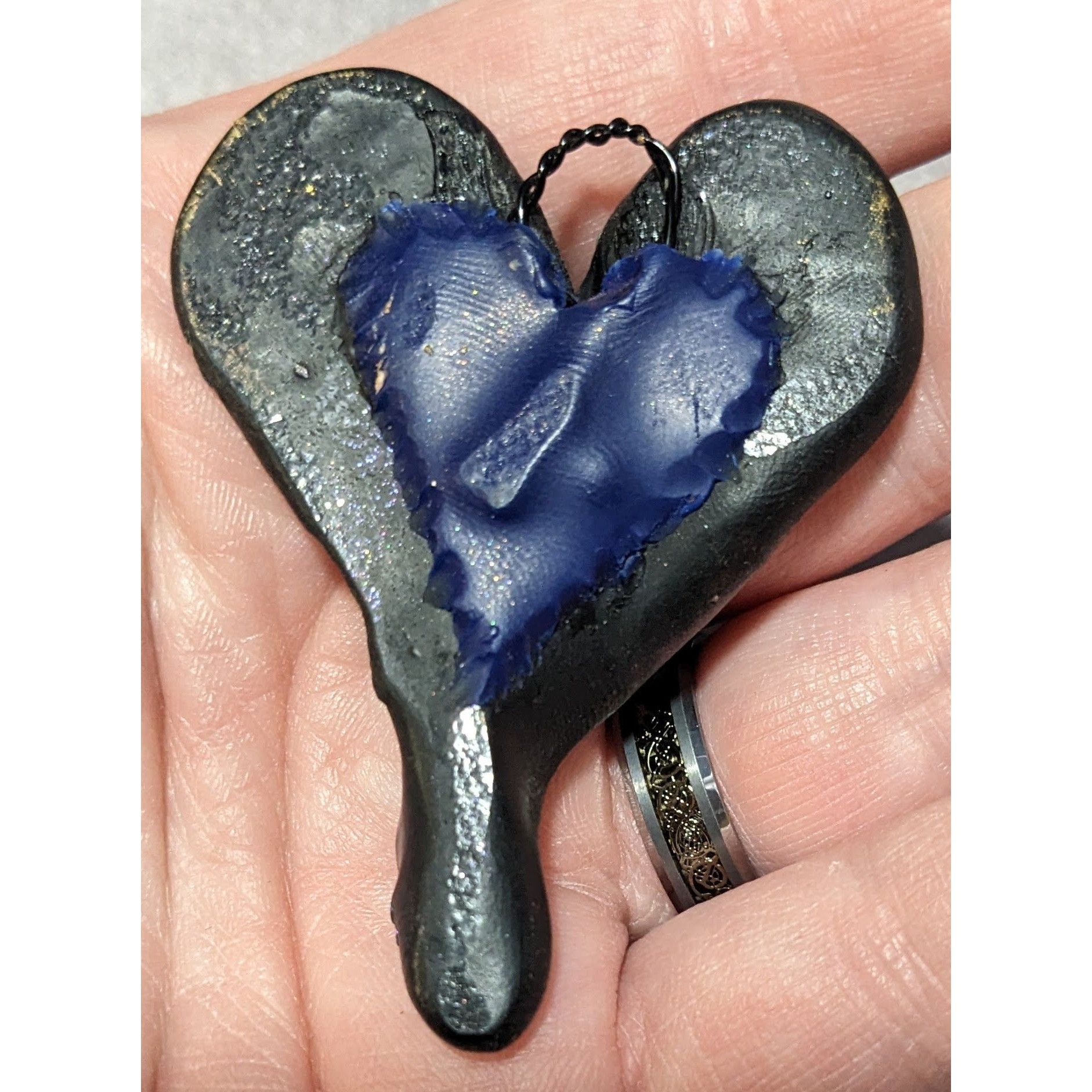 Handmade Gothic Handmade Patchwork Heart Metallic Pendant Size ONE SIZE - 5 Thumbnail