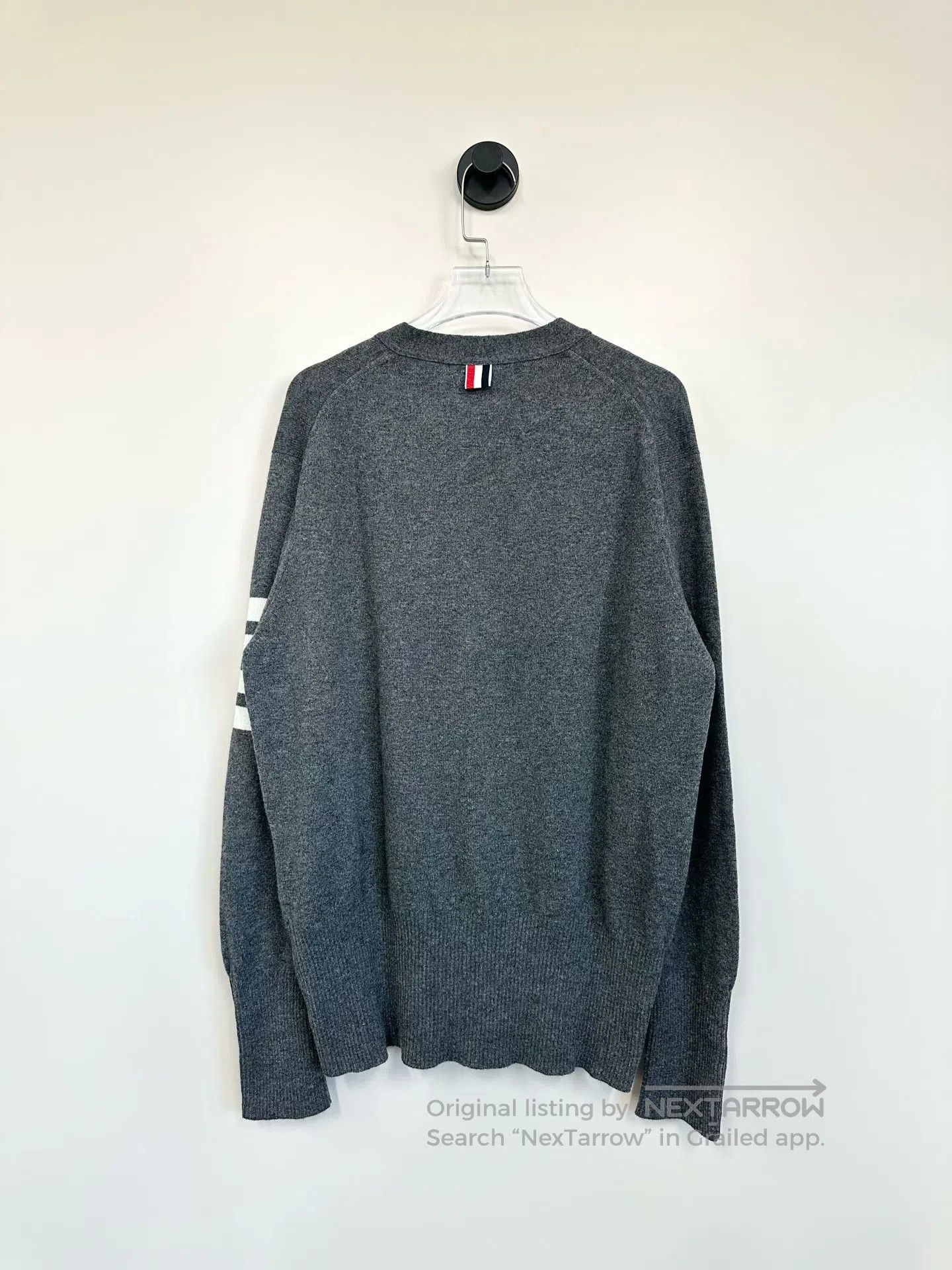 Thom Browne Thom Browne Grey Classic Four-stripe Knit Cardigan Jacket| Size US XXL / EU 58 / 5 - 2 Thumbnail