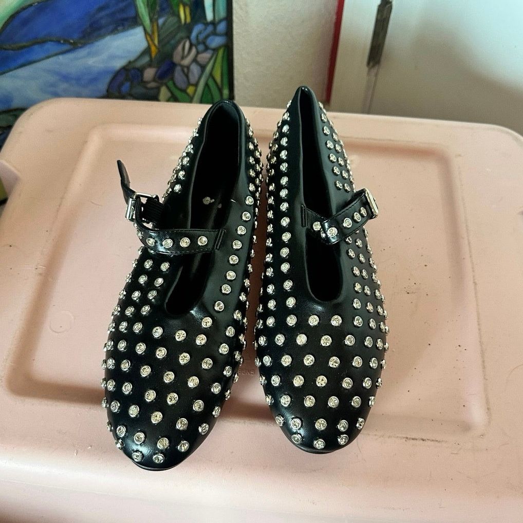 Other no brand rhinestone black mary jane ballet flat shoes Size US 8 / IT 38 - 1 Thumbnail