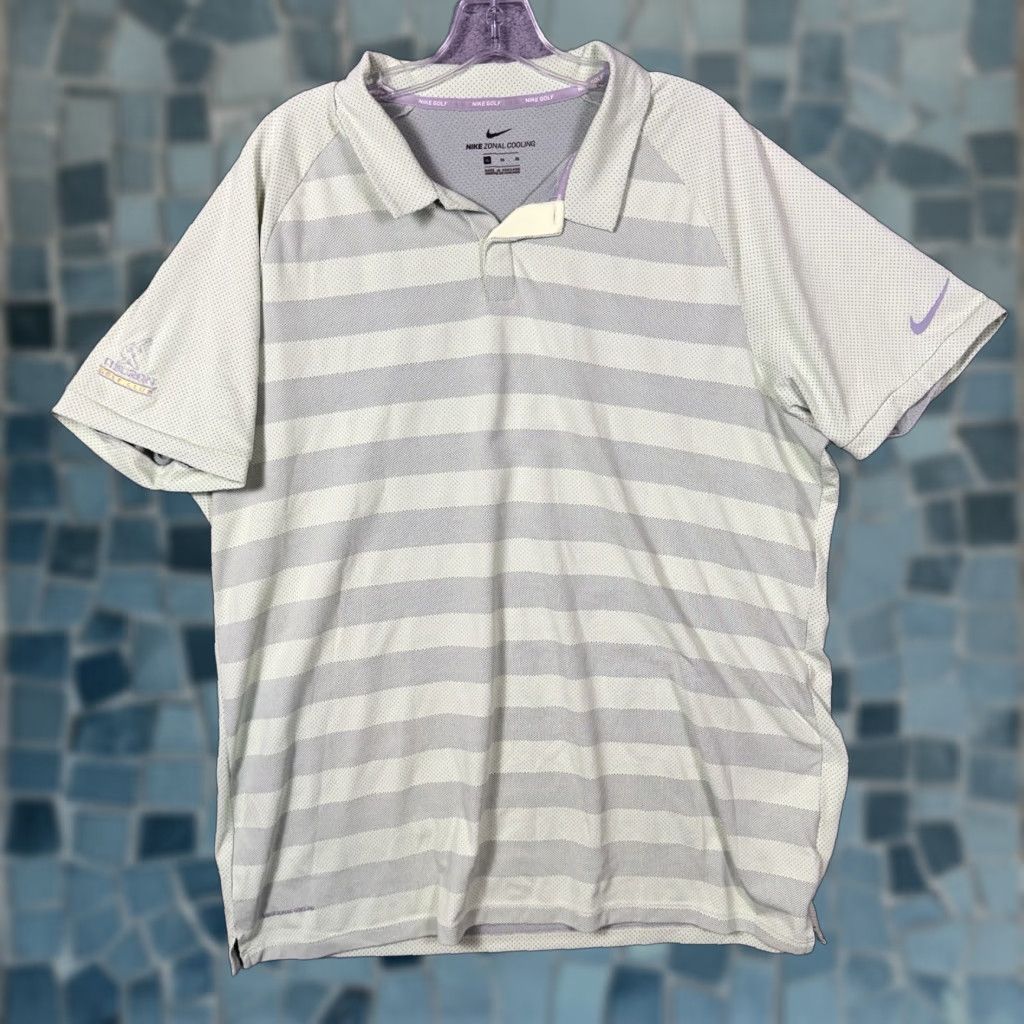 Nike Nike Polo Shirt Mens XL Zonal Cooling Golf Tiger Mint Stripe Tiburon Club Size US XL / EU 56 / 4 - 1 Thumbnail