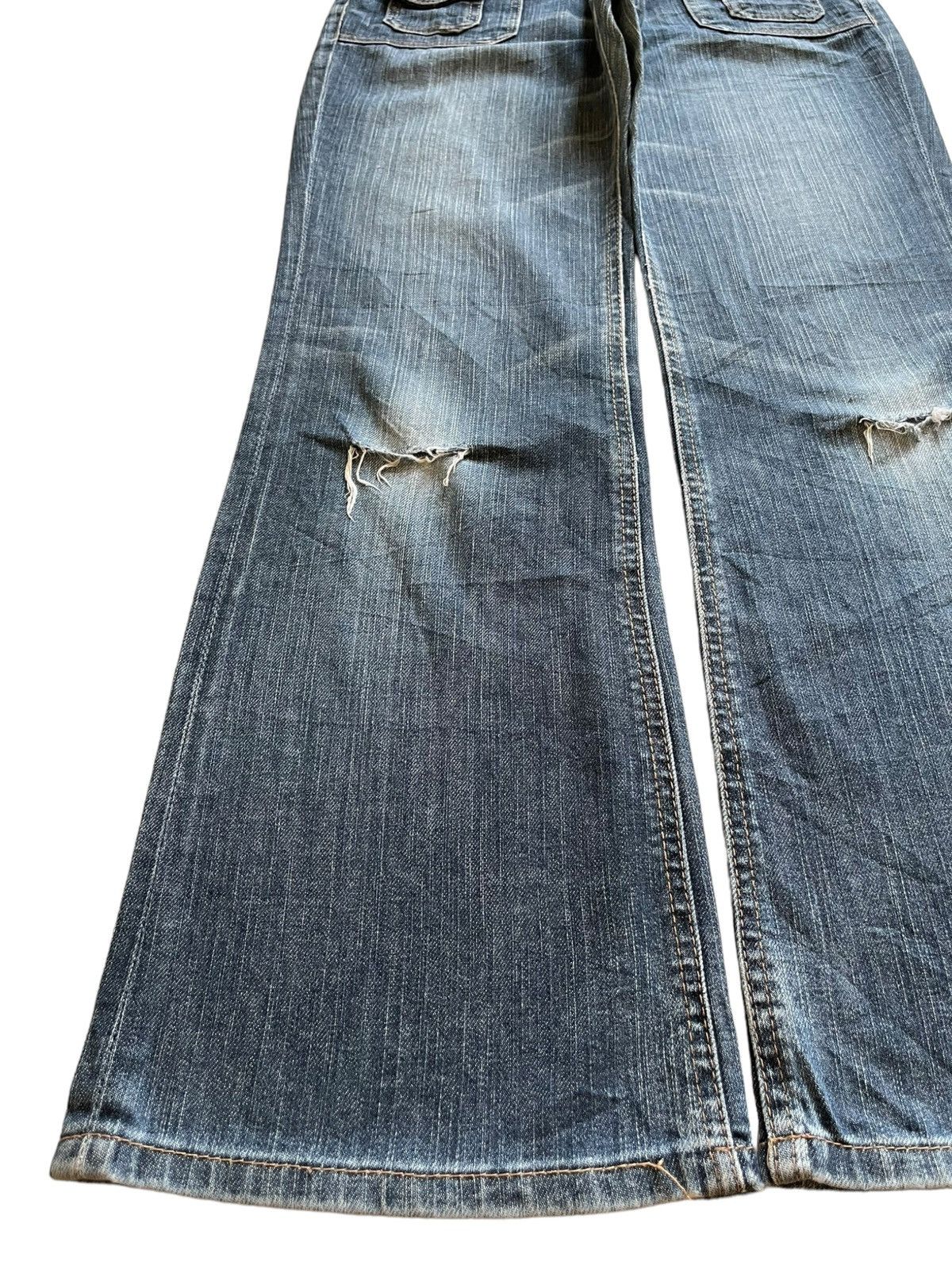 Japanese Brand Vintage Japanese Brand Blue Wash Bush Pant Flare Jeans Size 29" - 6 Thumbnail