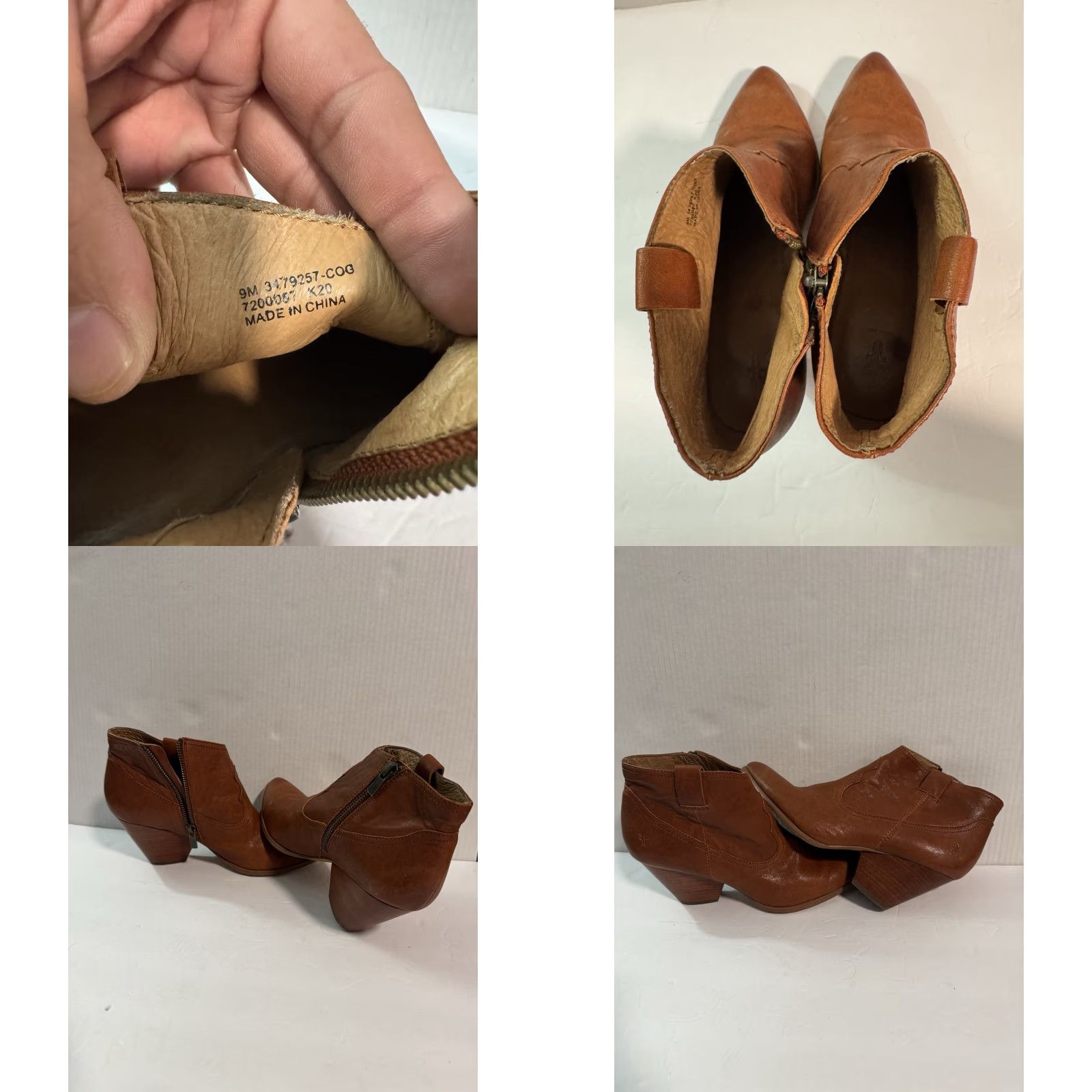 Frye Frye Reina Cognac Leather Western Ankle Bootie 3479257-COG Size 9M Women Boots Size US 9 / IT 39 - 9 Thumbnail