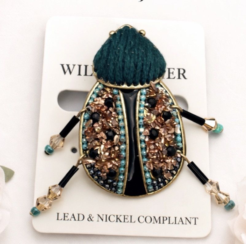 Other Wildflowers Teal & Rose Gold Decorative Beetle Brooch Size ONE SIZE - 6 Thumbnail