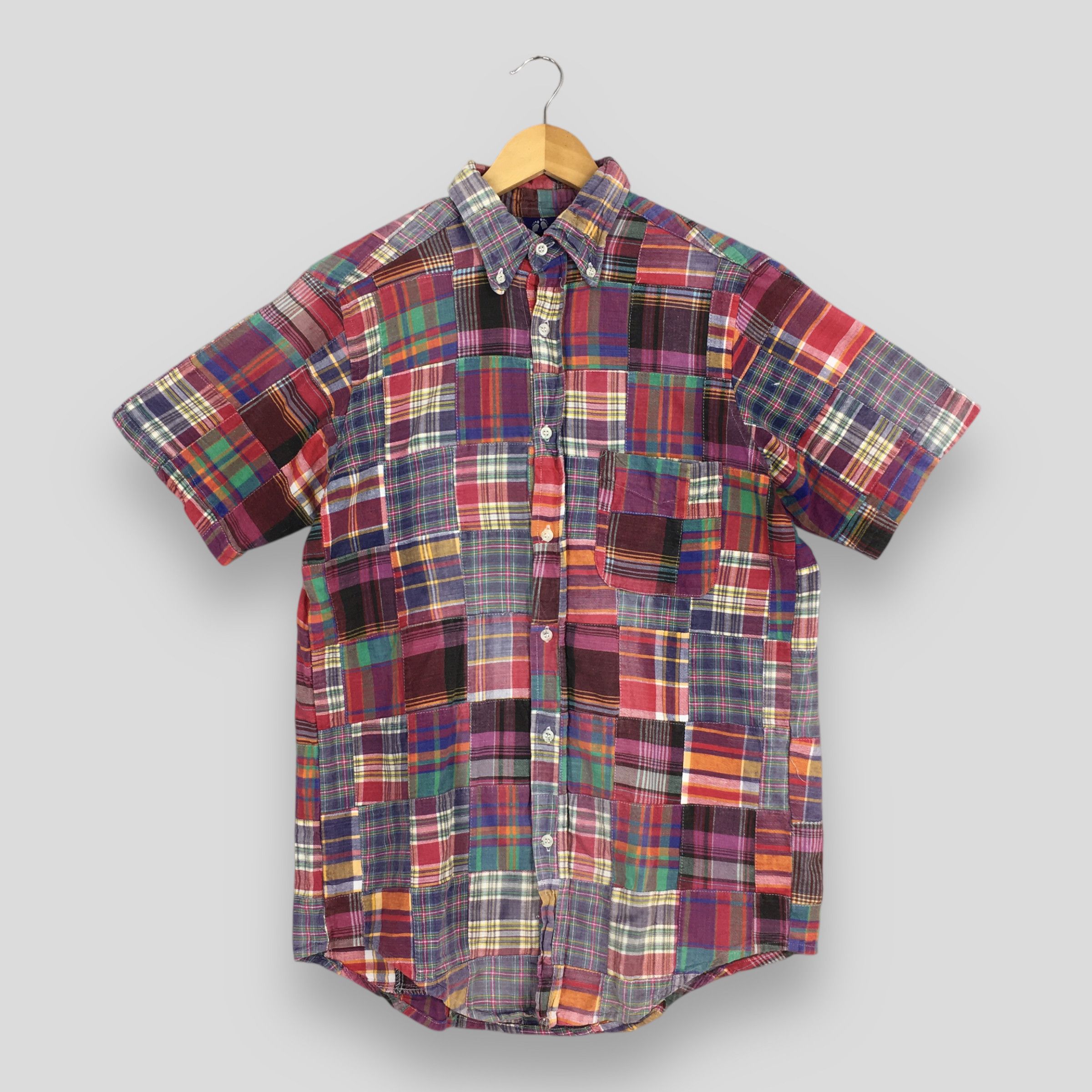Hang Ten Vintage 90's Hang Ten Patchwork Checkered Shirt Medium Size US M / EU 48-50 / 2 - 1 Thumbnail