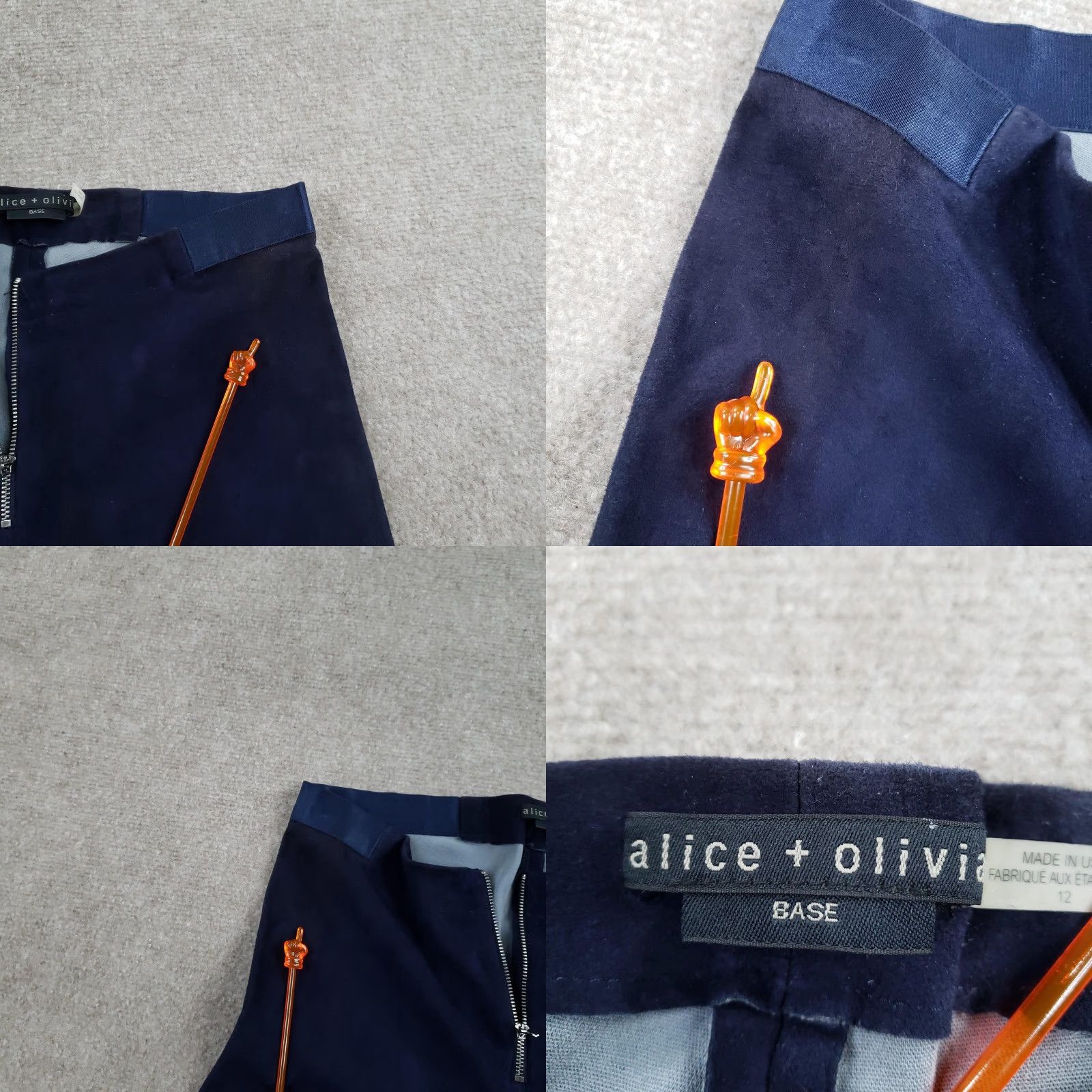 Alice + Olivia VINTAGE Alice + Olivia Base Pants Womens Size 12 Blue Zip Lamb Leather Skinny Ankle Size 34" / US 12 / IT 48 - 9 Thumbnail