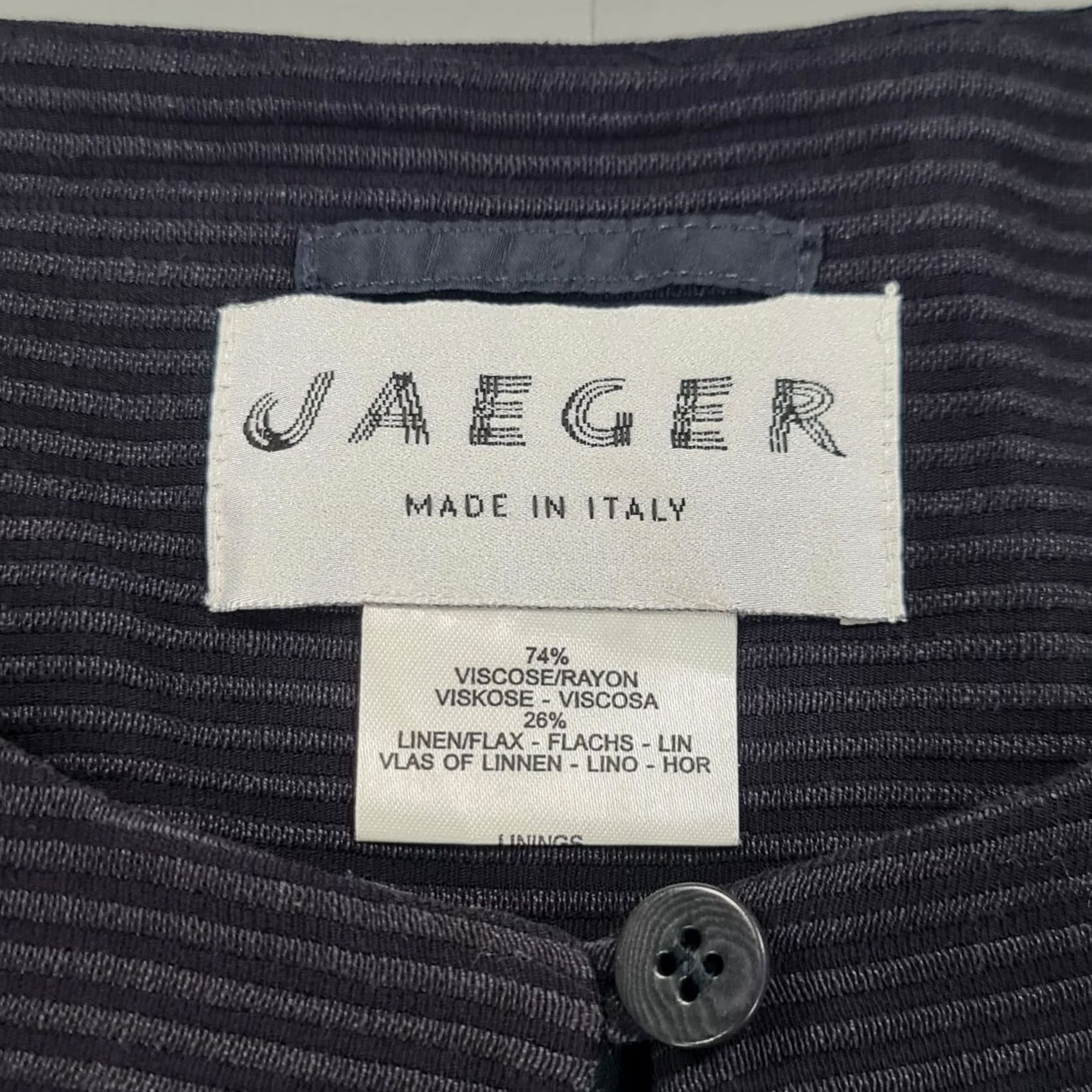 Jaeger Jaeger Womens Jacket Navy Blue Striped Lightweight 12 UK Linen Blend Viscose Open Front Casual Womens Jacket Size XL / US 12-14 / IT 48-50 - 3 Thumbnail