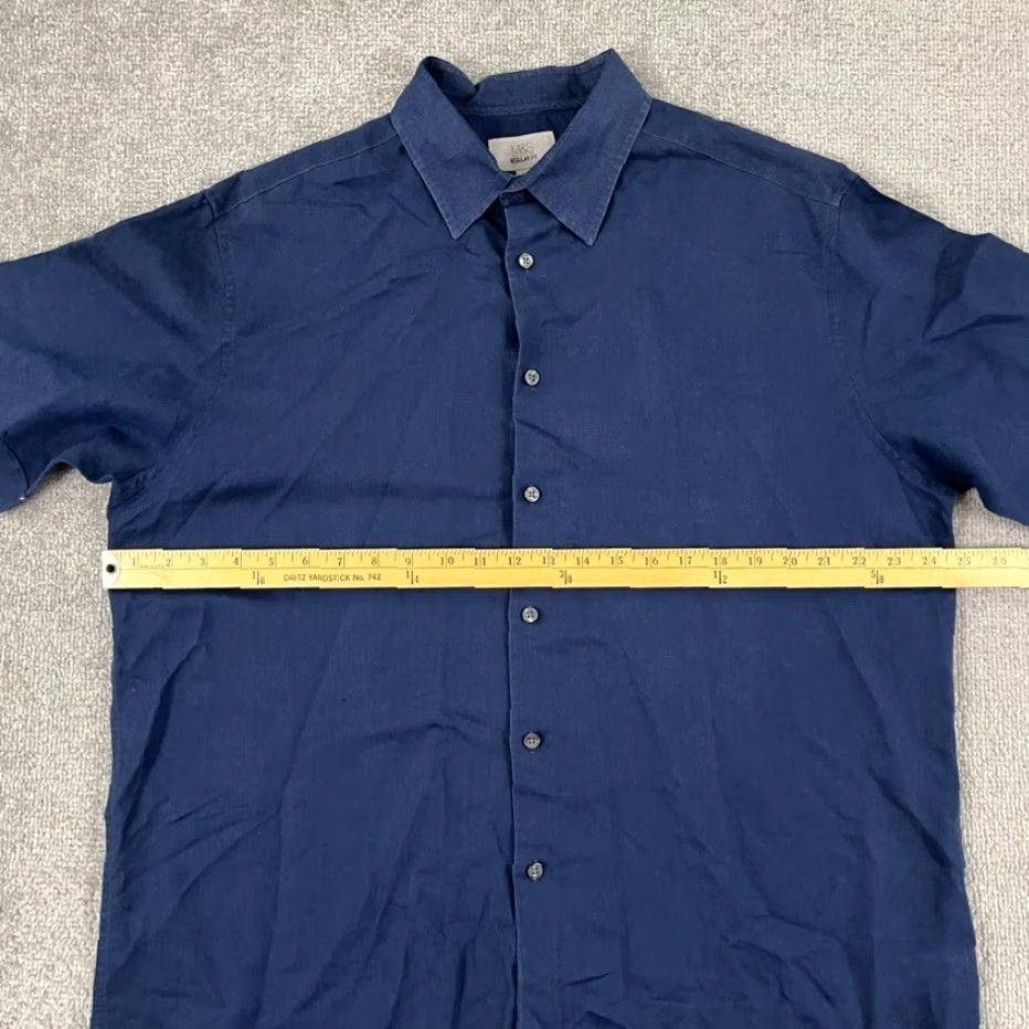 Marks & Spencer Marks & Spencer Button-Up Shirt Men Large Blue Linen Cotton Preppy Casual Size US L / EU 52-54 / 3 - 5 Thumbnail