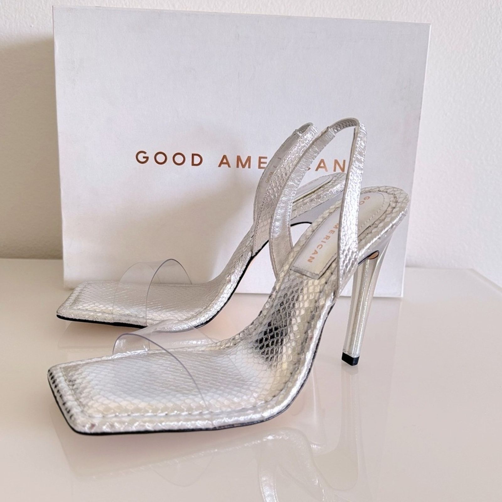 Good American New! Good American Silver Heels, Size 9 Size US 9 / IT 39 - 2 Thumbnail