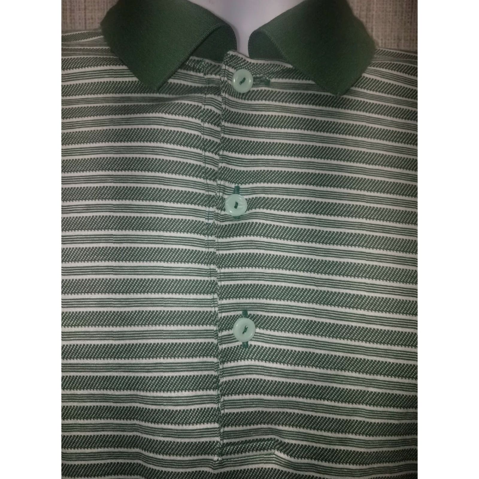Peter Millar Peter Millar Polo Mens L Golf 100% Cotton Green Striped Polo Mens L Green Striped Golf Polo Peter Millar Mens L Size US L / EU 52-54 / 3 - 2 Thumbnail