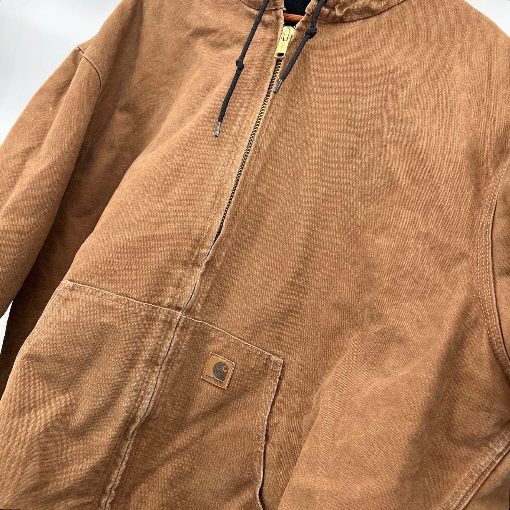 Carhartt VINTAGE Carhartt J130 Brown Hooded Jacket Work Coat 2XLT Bomber Jacket Casual Workwear Mens Brown 90s Size US XXL / EU 58 / 5 - 5 Thumbnail